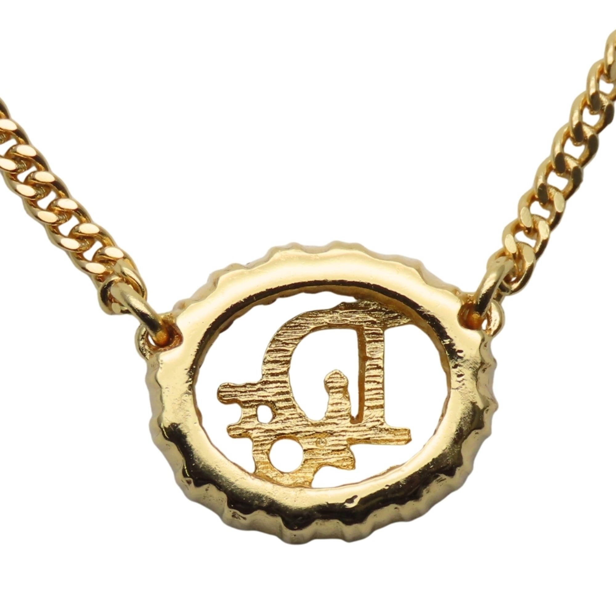 Dior Christian Dior CD logo metal necklace with rhinestones and gold-plated GP. Women's. Size ONE SIZE - 3 Thumbnail