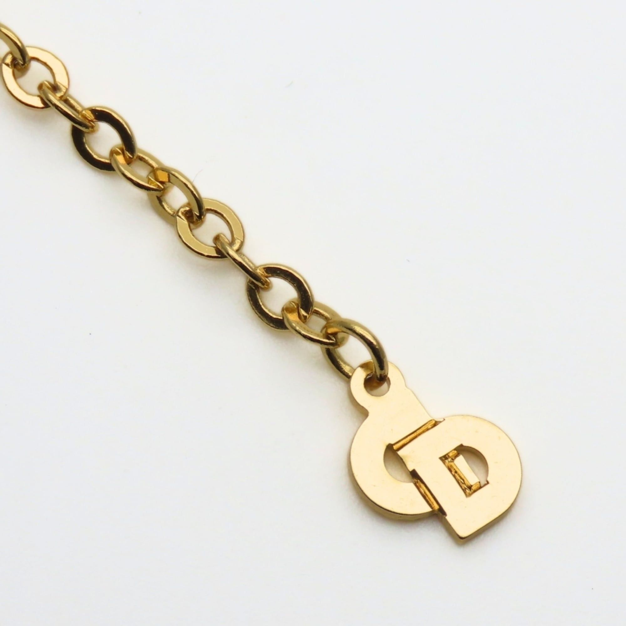 Dior Christian Dior CD logo metal necklace with rhinestones and gold-plated GP. Women's. Size ONE SIZE - 7 Thumbnail