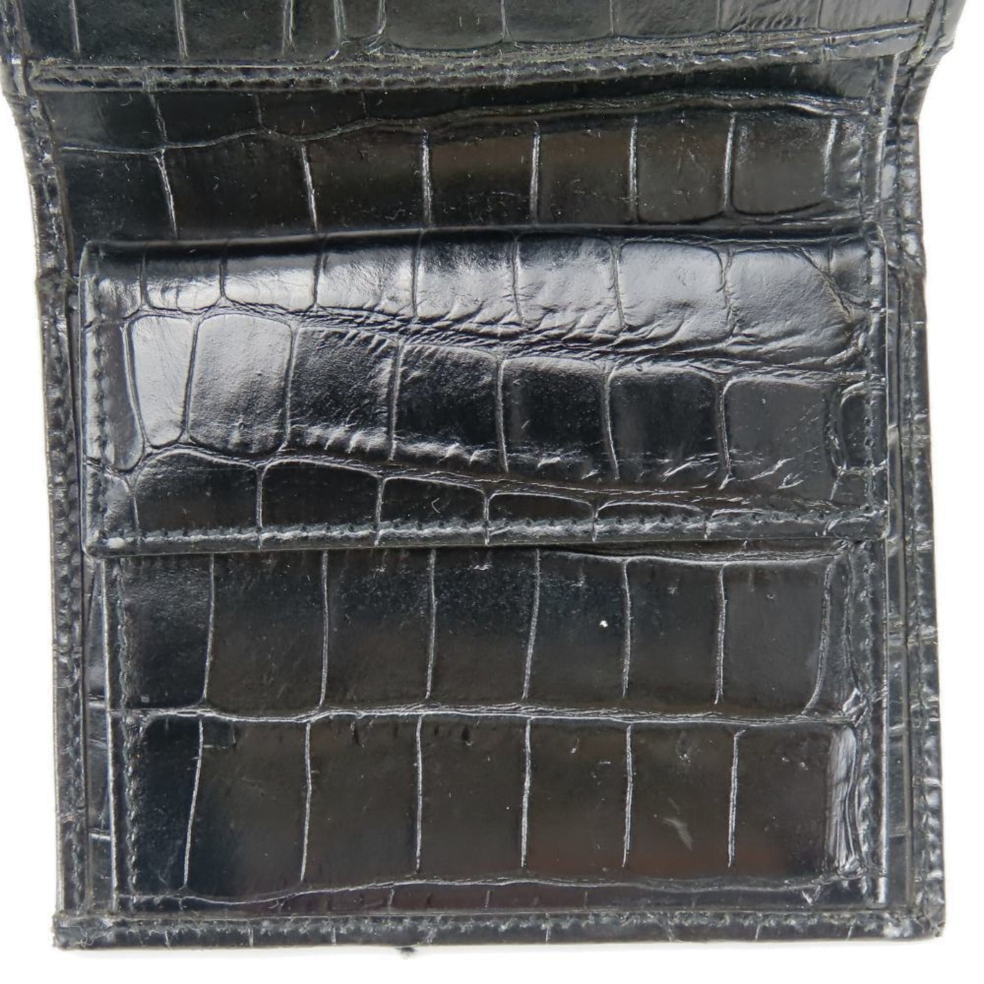 Salvatore Ferragamo Salvatore Ferragamo Women's Vara Bifold Wallet 223053 in Black Leather with Gold Hardware and Crocodile Embossing Size ONE SIZE - 25 Thumbnail