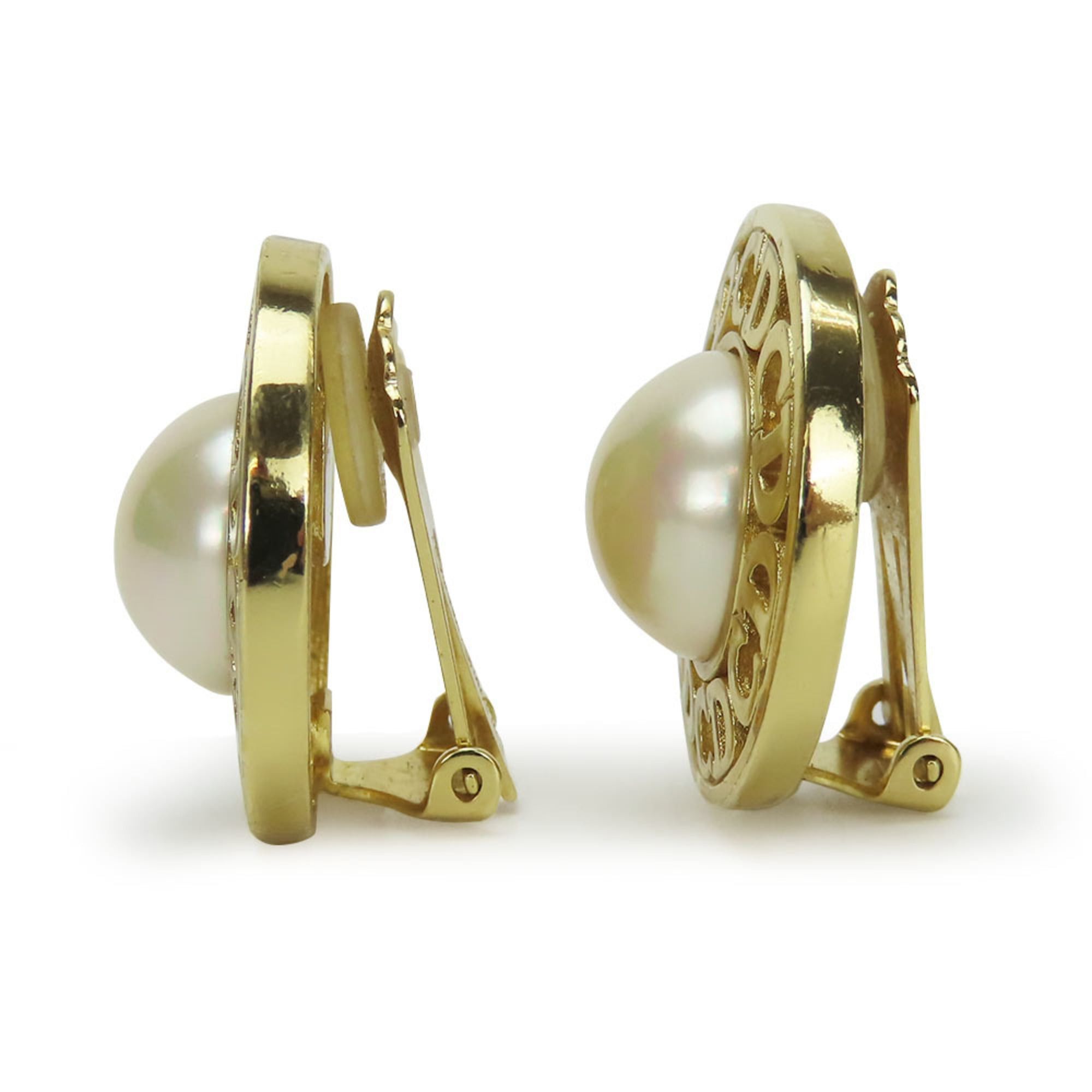 Dior Christian Dior CD logo metal earrings, gold plated, with faux pearls, for women. Size ONE SIZE - 3 Thumbnail