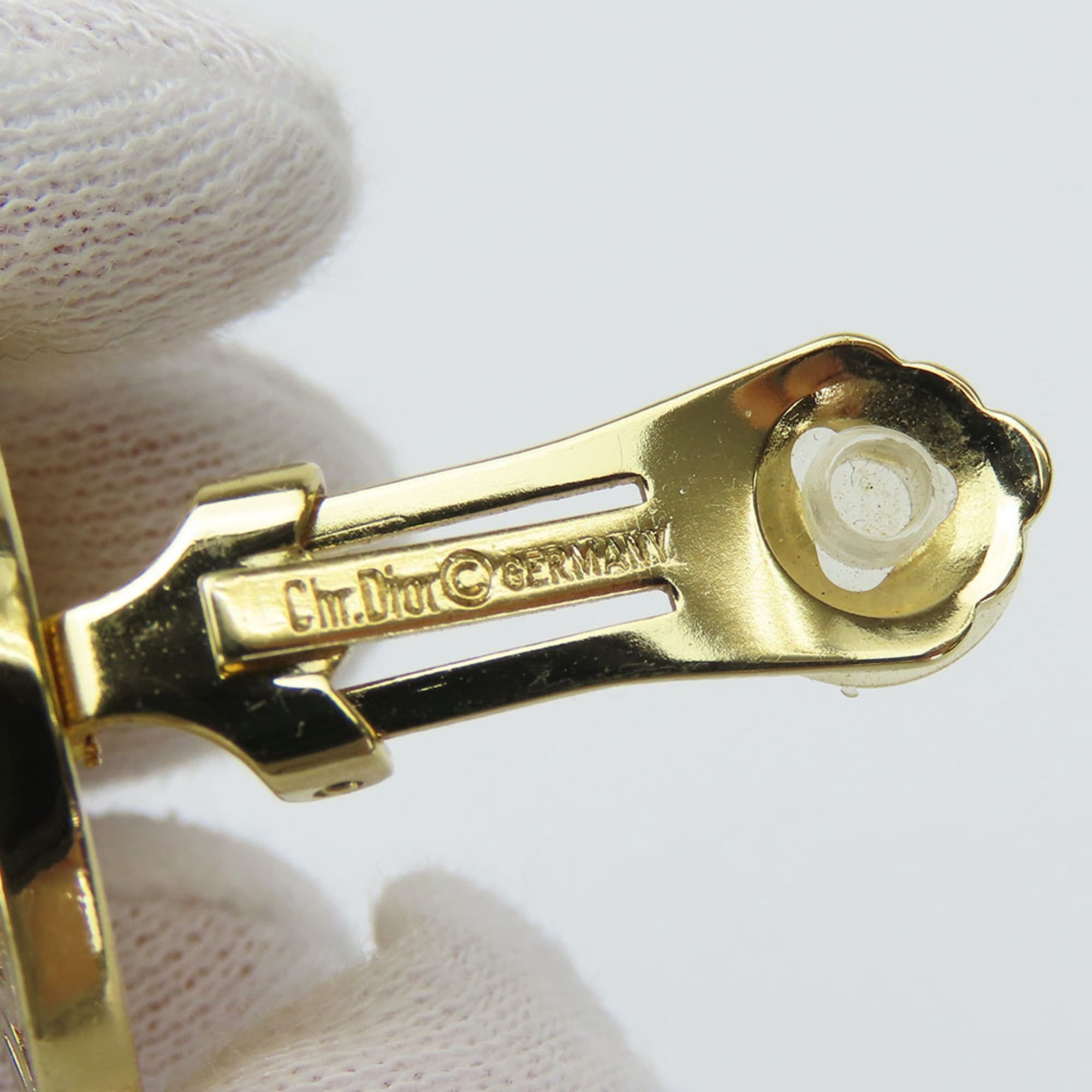 Dior Christian Dior CD logo metal earrings, gold plated, with faux pearls, for women. Size ONE SIZE - 12 Thumbnail
