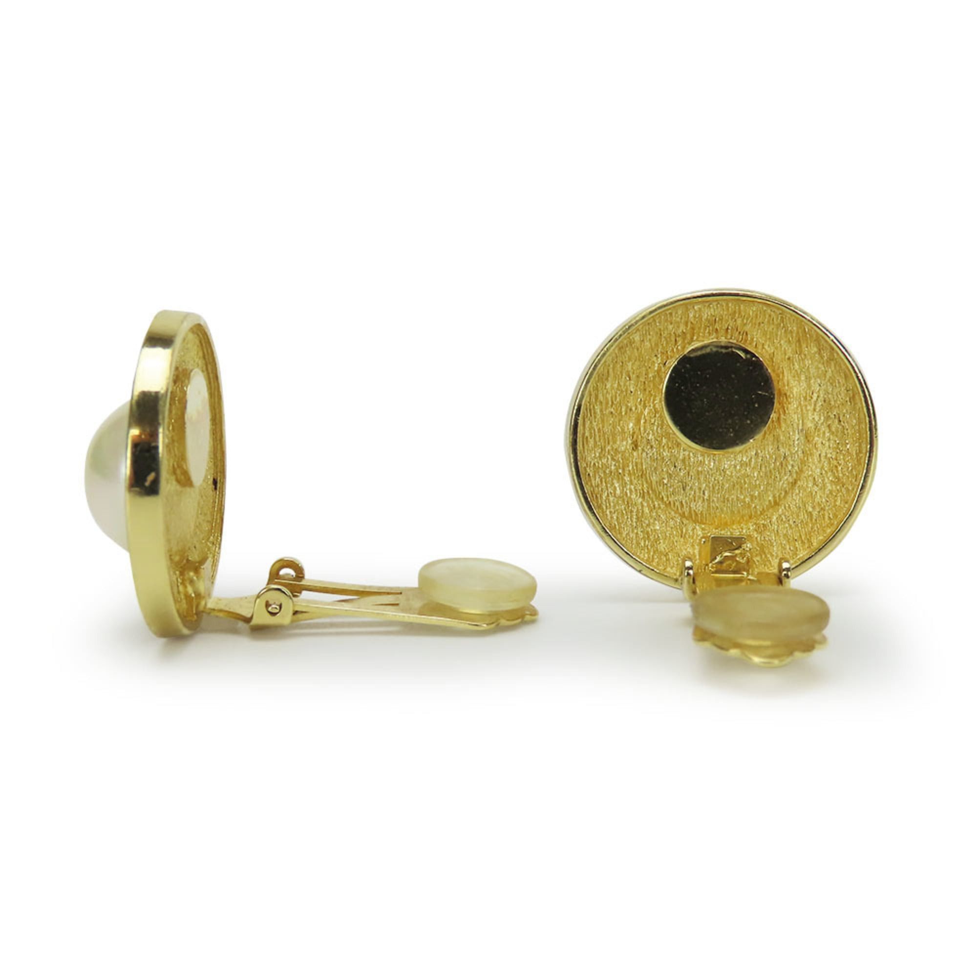 Dior Christian Dior CD logo metal earrings, gold plated, with faux pearls, for women. Size ONE SIZE - 5 Thumbnail