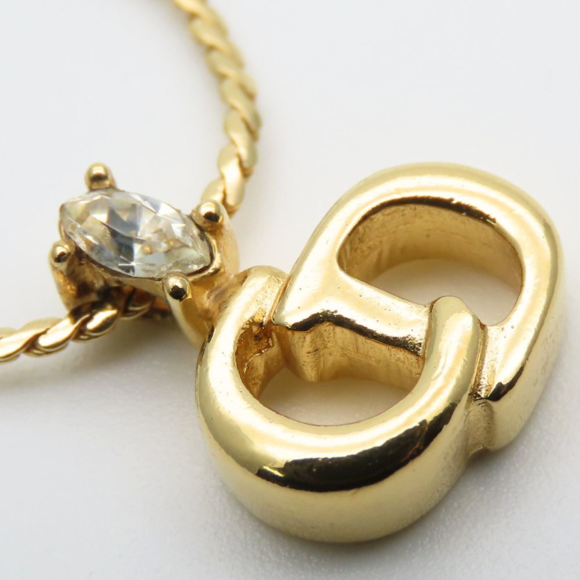 Dior Christian Dior CD logo metal necklace with rhinestones and gold-plated GP. Women's. Size ONE SIZE - 4 Thumbnail