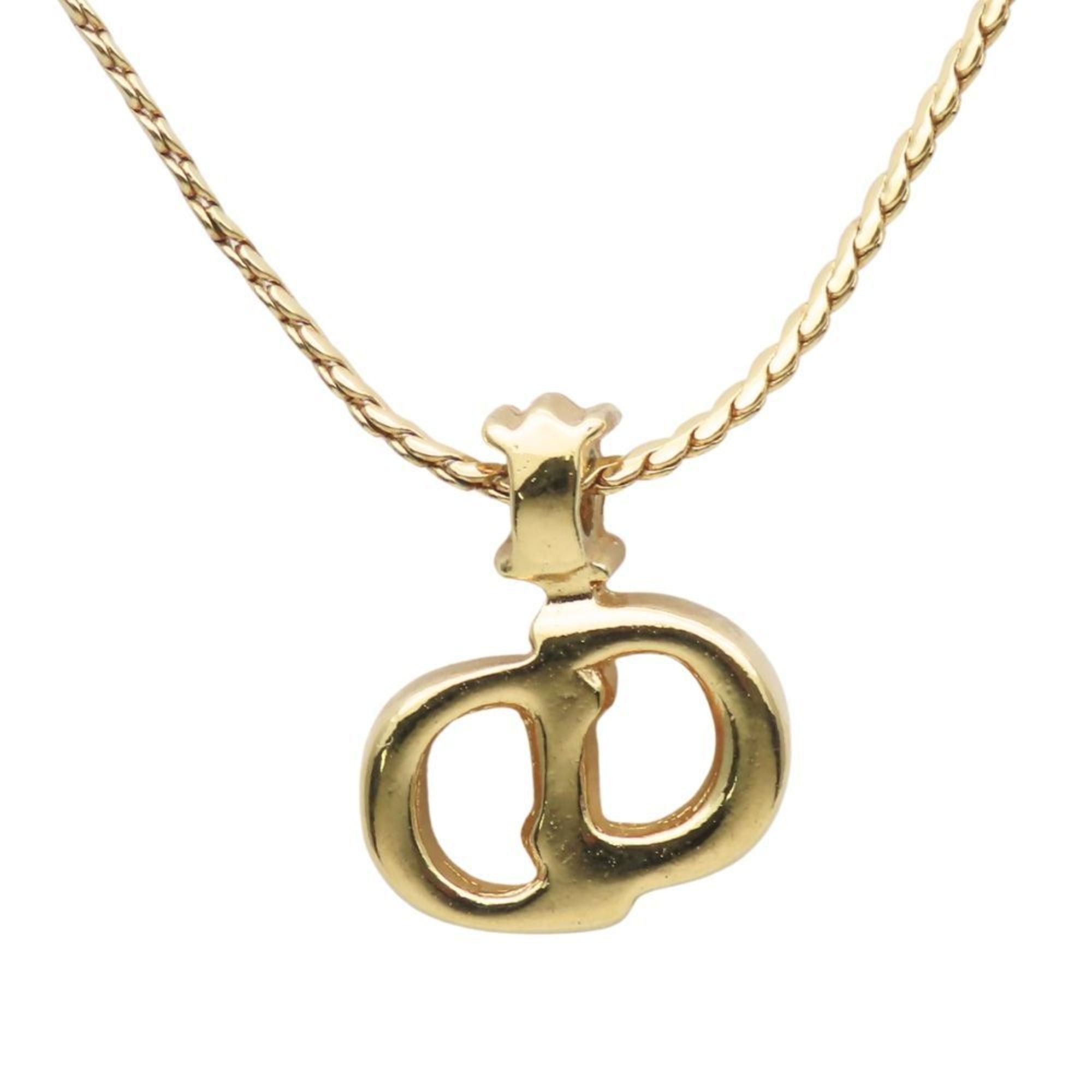 Dior Christian Dior CD logo metal necklace with rhinestones and gold-plated GP. Women's. Size ONE SIZE - 3 Thumbnail
