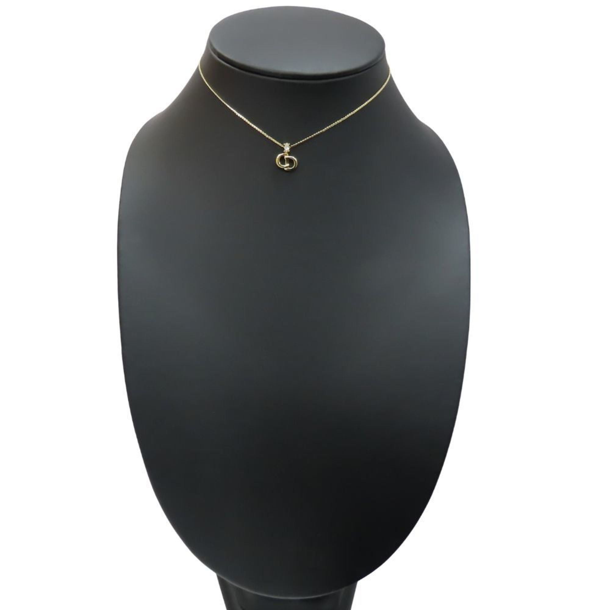Dior Christian Dior CD logo metal necklace with rhinestones and gold-plated GP. Women's. Size ONE SIZE - 9 Thumbnail