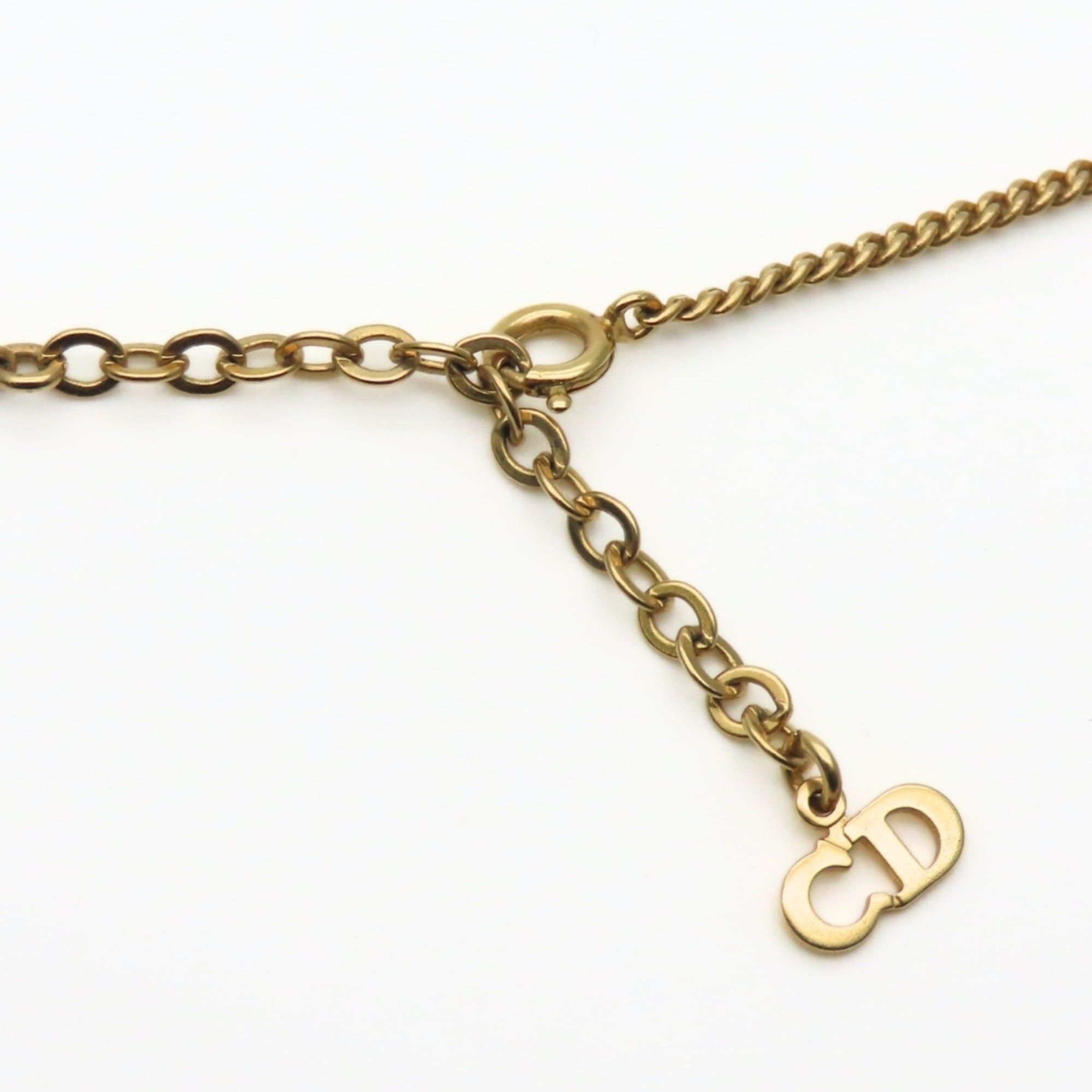 Dior Christian Dior CD logo metal necklace with rhinestones and gold-plated GP. Women's. Size ONE SIZE - 12 Thumbnail