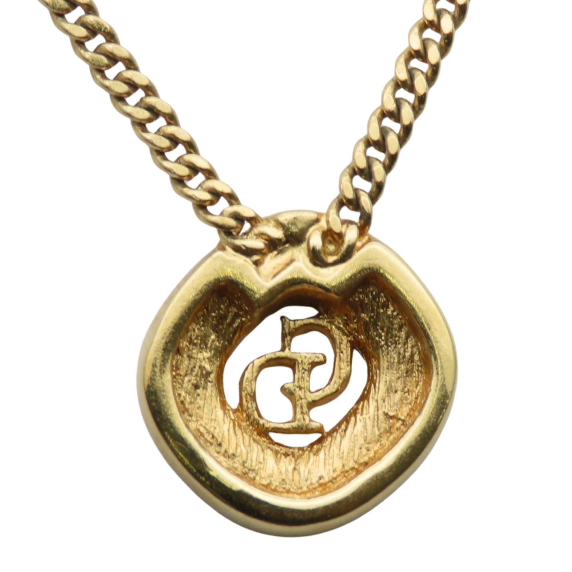 Dior Christian Dior CD logo metal necklace with rhinestones and gold-plated GP. Women's. Size ONE SIZE - 3 Thumbnail