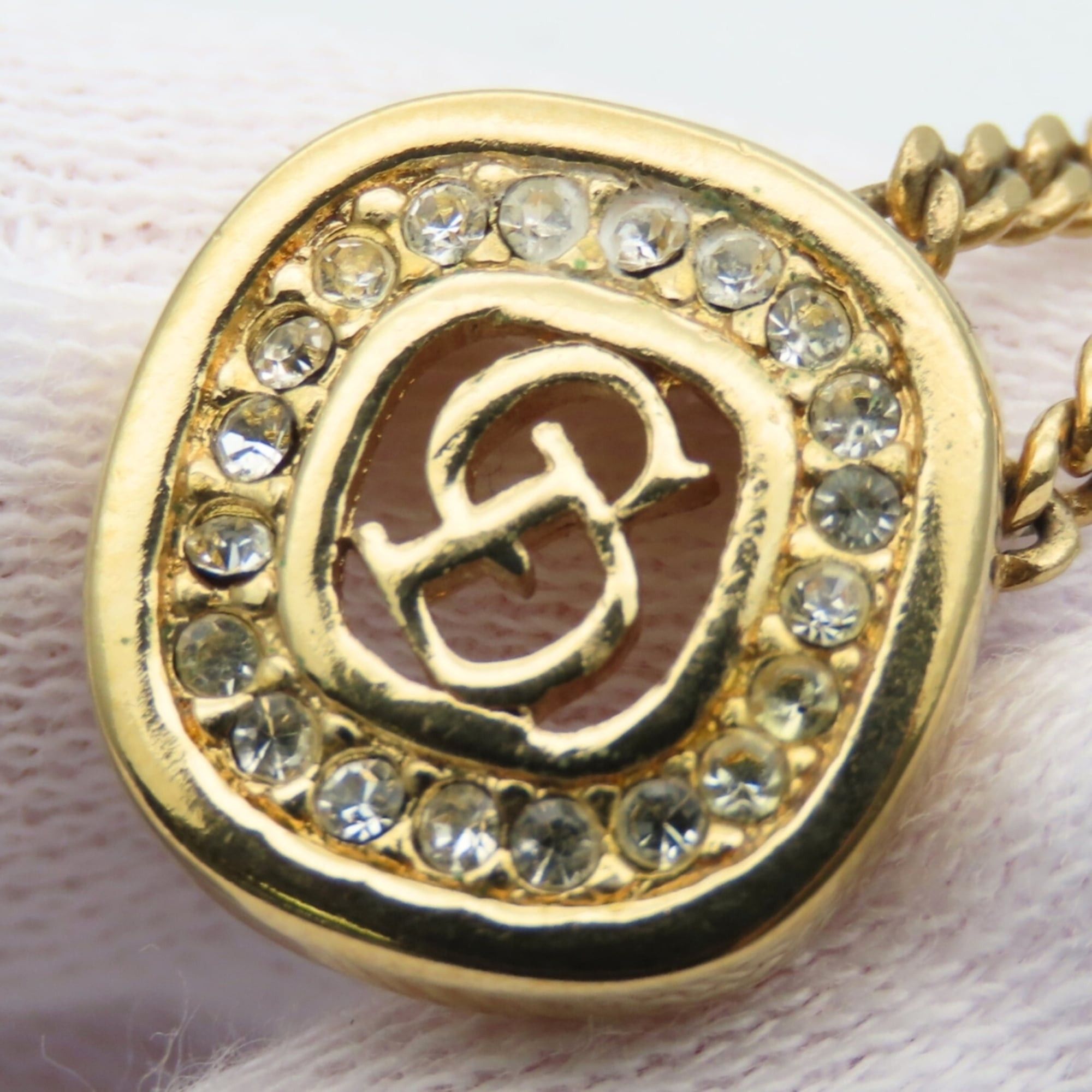 Dior Christian Dior CD logo metal necklace with rhinestones and gold-plated GP. Women's. Size ONE SIZE - 5 Thumbnail