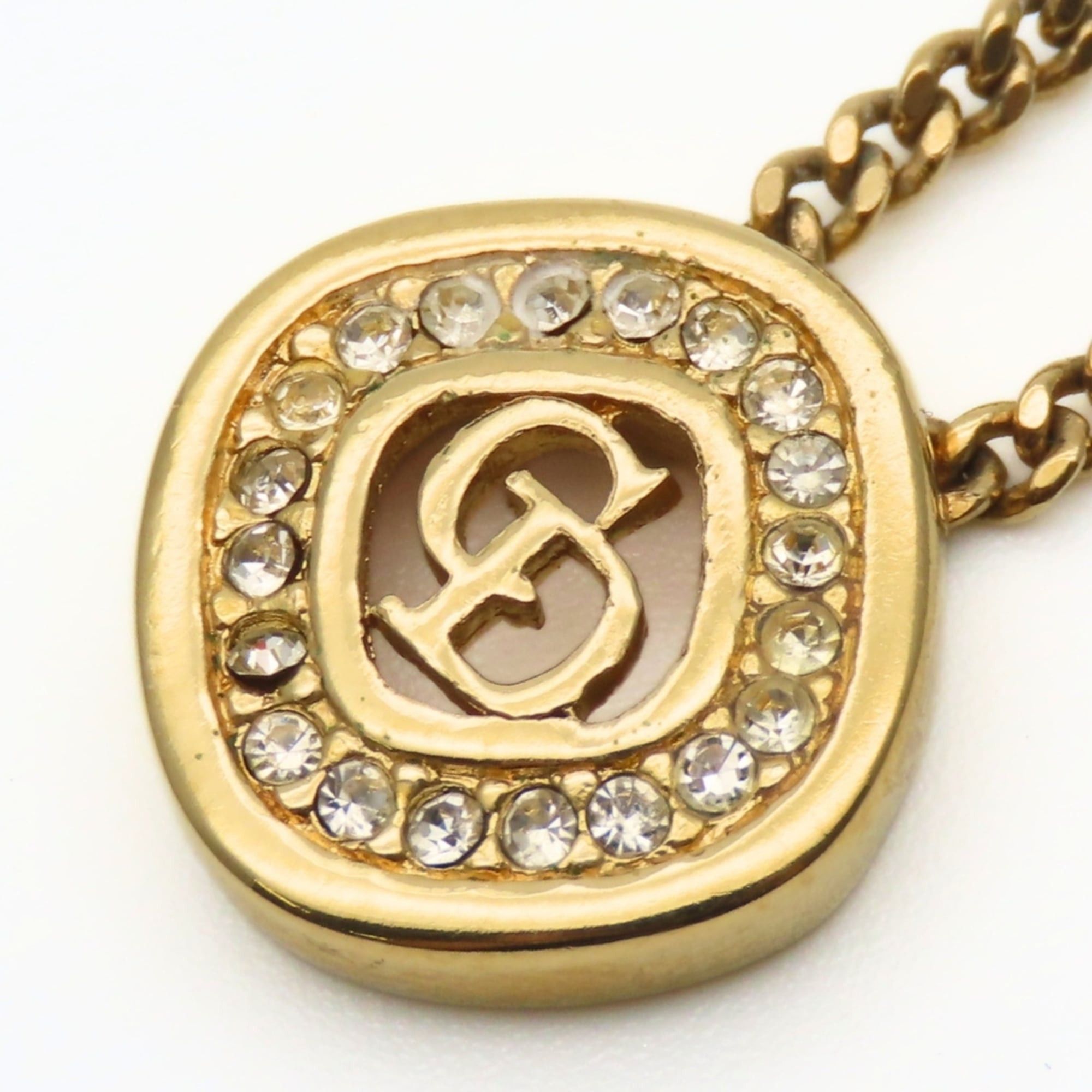 Dior Christian Dior CD logo metal necklace with rhinestones and gold-plated GP. Women's. Size ONE SIZE - 4 Thumbnail