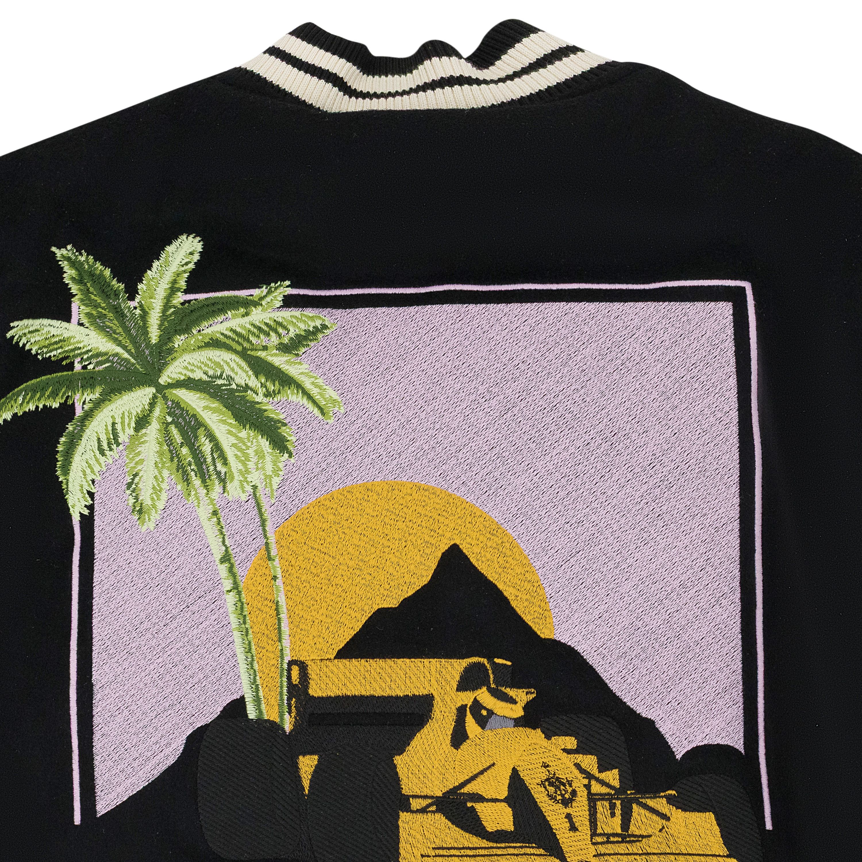 Rhude BLACK/CREAM GP VARSITY JACKET SIZE L