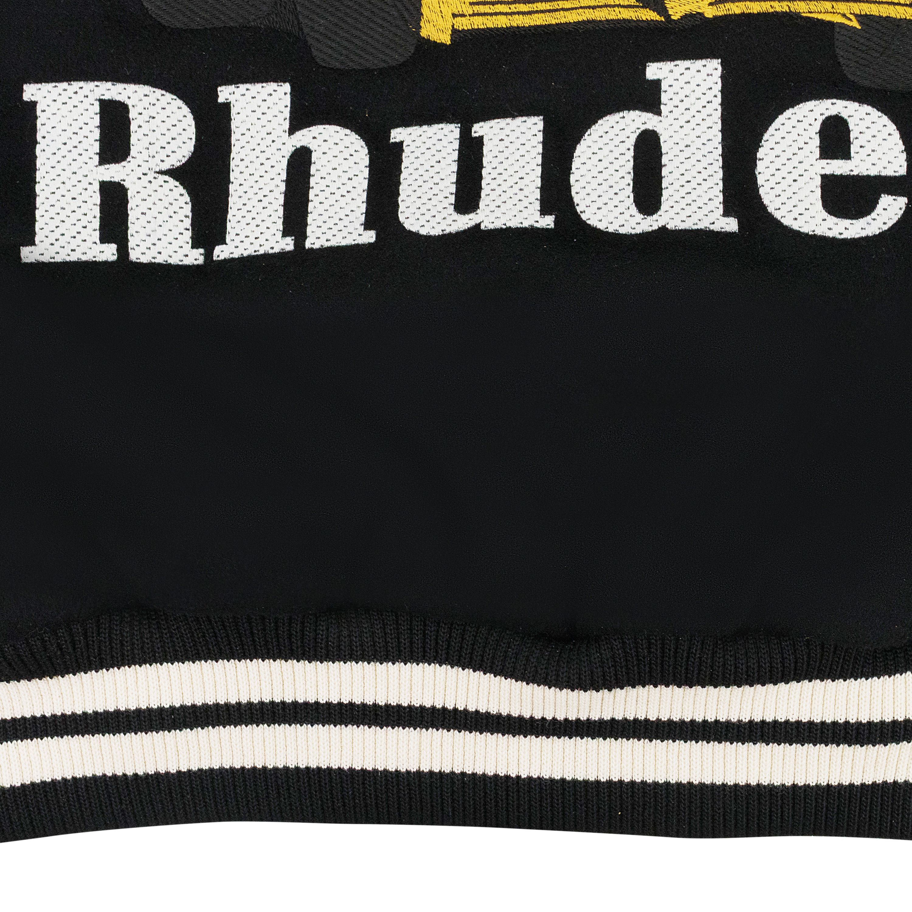 Rhude BLACK/CREAM GP VARSITY JACKET SIZE L