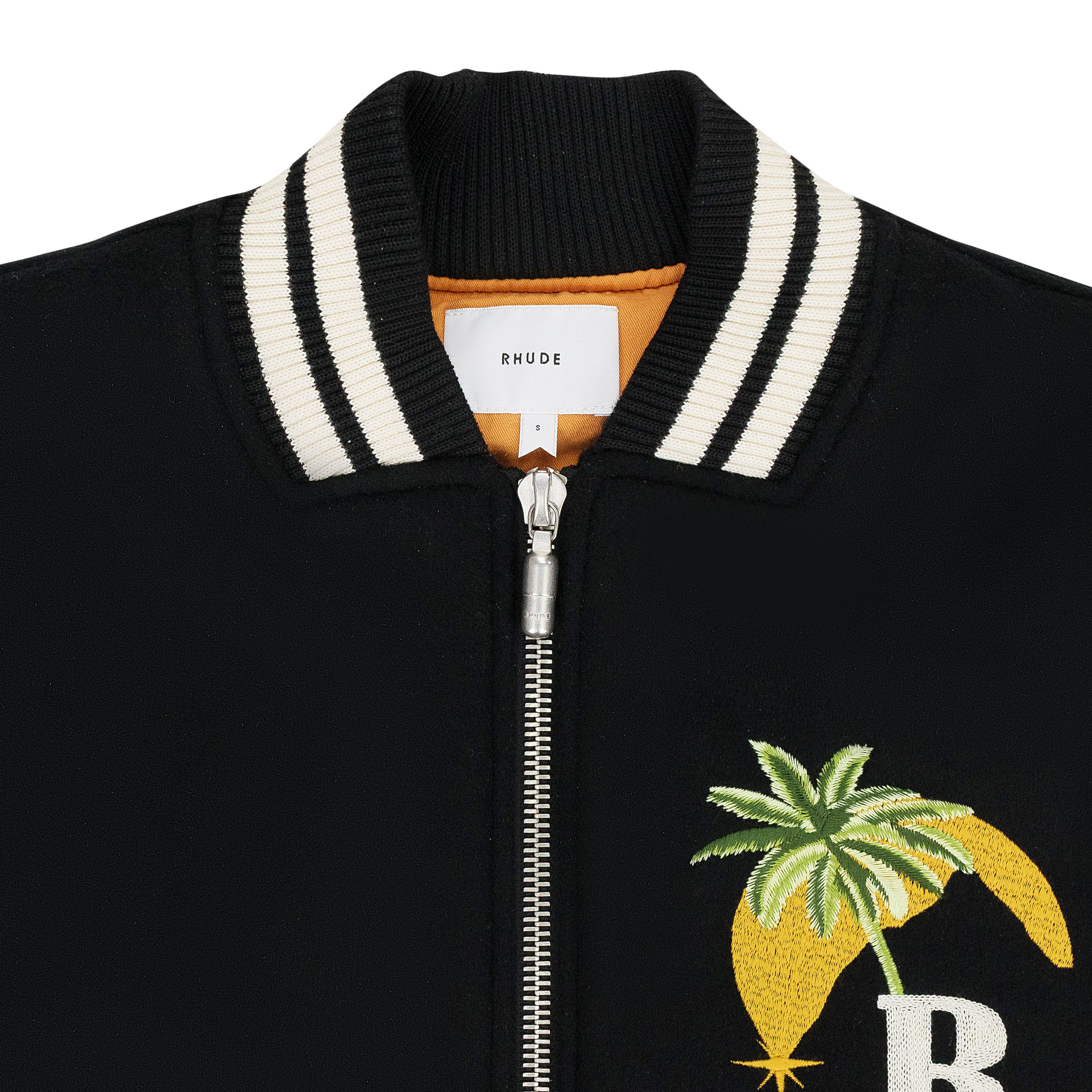 Rhude BLACK/CREAM GP VARSITY JACKET SIZE L