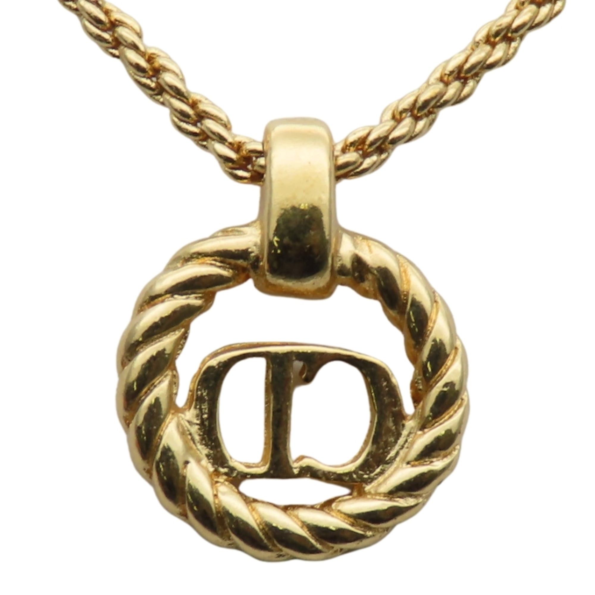 Dior Christian Dior CD Logo Twist Metal Necklace, Gold Plated, GP, Women's Size ONE SIZE - 3 Thumbnail