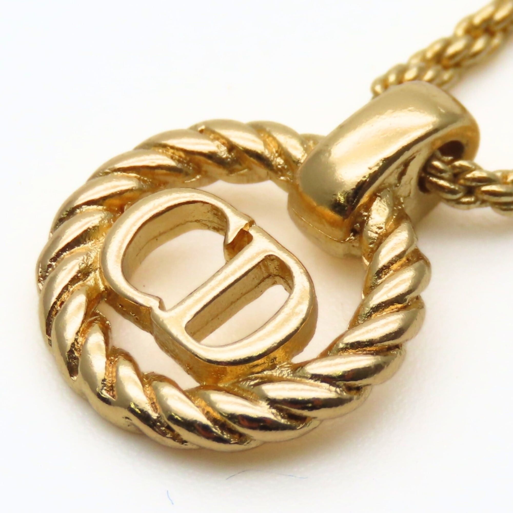 Dior Christian Dior CD Logo Twist Metal Necklace, Gold Plated, GP, Women's Size ONE SIZE - 4 Thumbnail