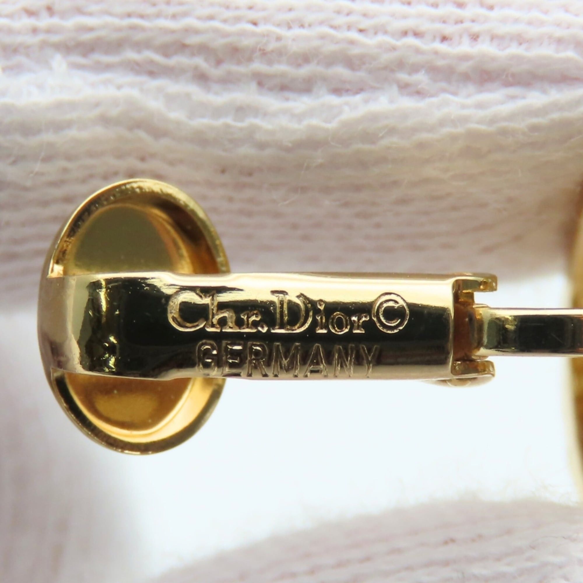 Dior Christian Dior CD logo metal earrings with rhinestones in gold GP plated. Women's. Size ONE SIZE - 6 Thumbnail