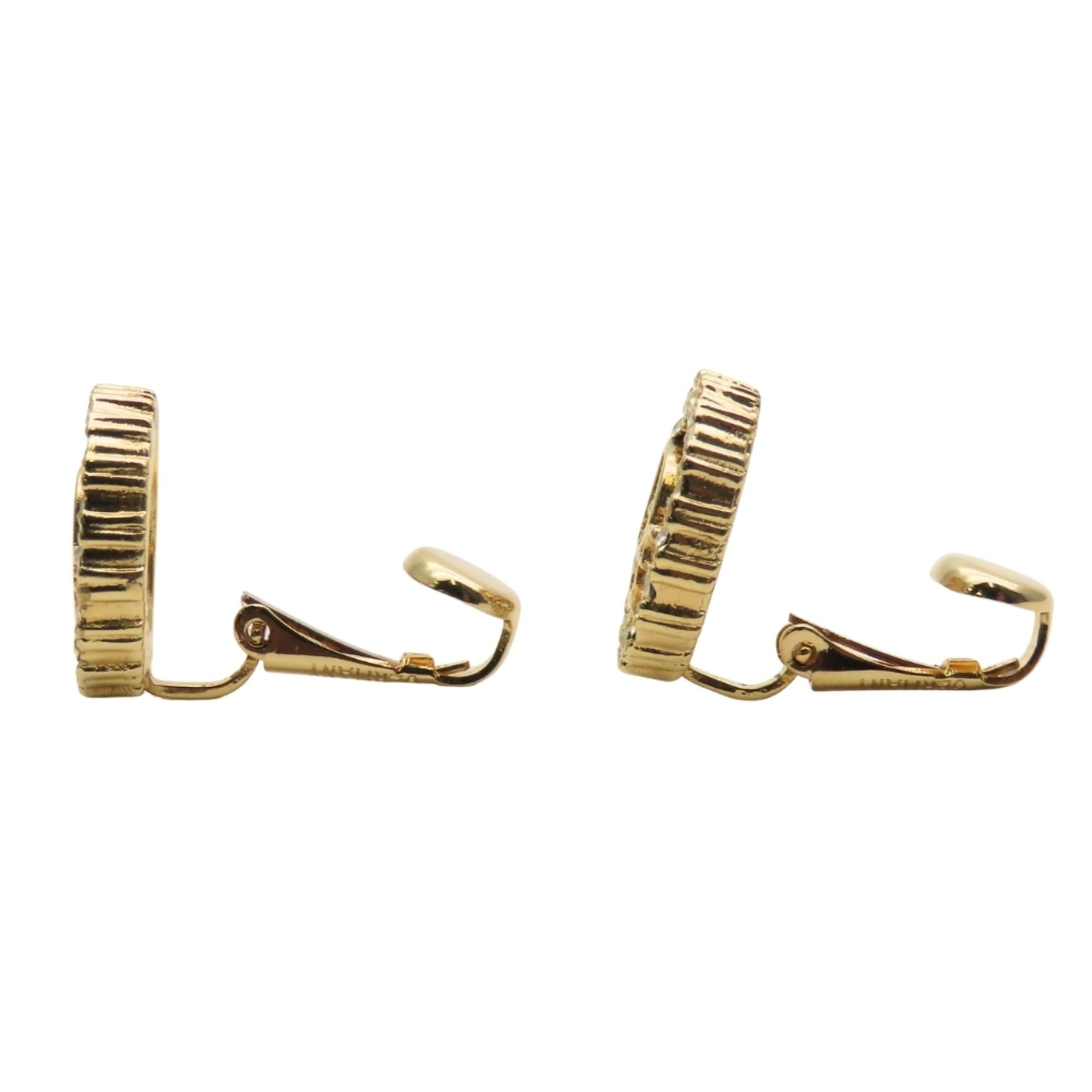 Dior Christian Dior CD logo metal earrings with rhinestones in gold GP plated. Women's. Size ONE SIZE - 3 Thumbnail