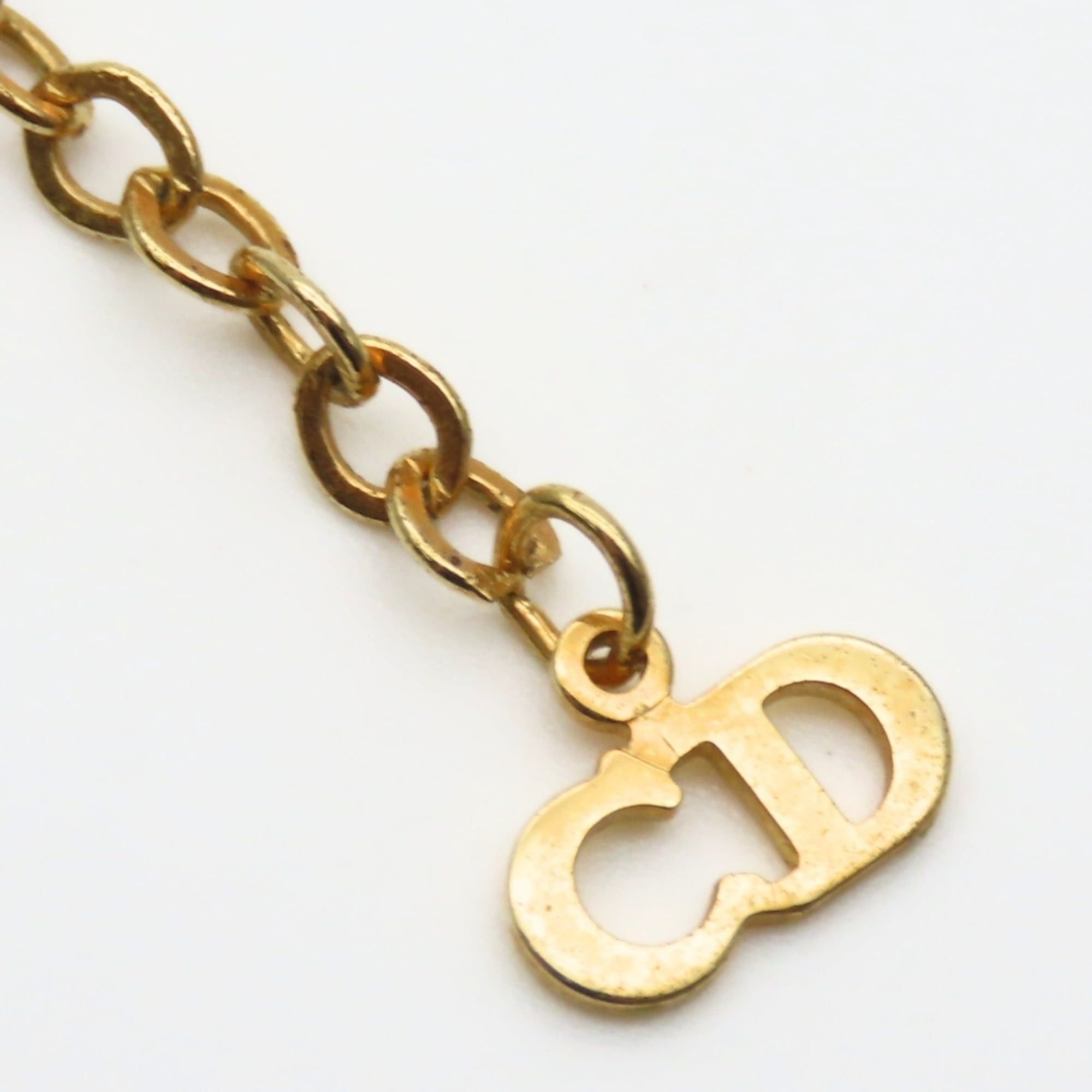 Dior Christian Dior CD logo metal necklace with rhinestones and gold-plated GP. Women's. Size ONE SIZE - 9 Thumbnail