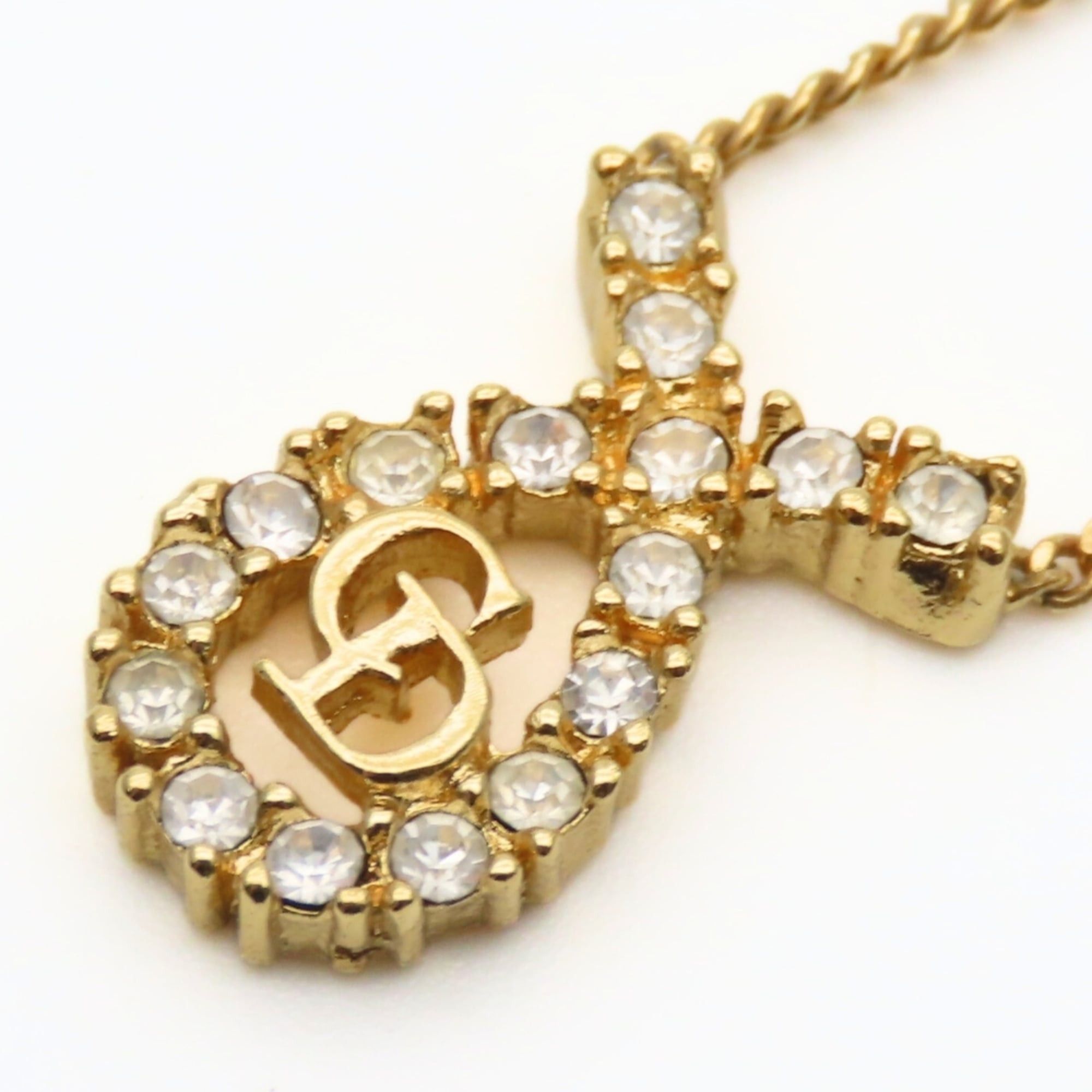 Dior Christian Dior CD logo metal necklace with rhinestones and gold-plated GP. Women's. Size ONE SIZE - 4 Thumbnail
