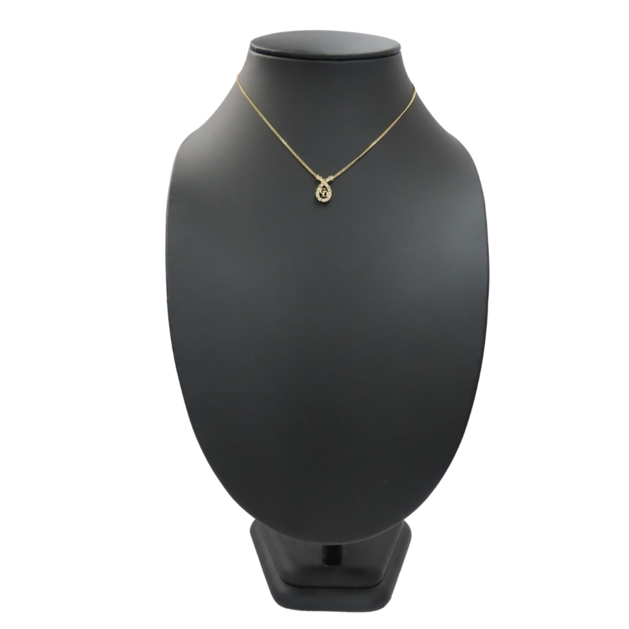 Dior Christian Dior CD logo metal necklace with rhinestones and gold-plated GP. Women's. Size ONE SIZE - 13 Thumbnail