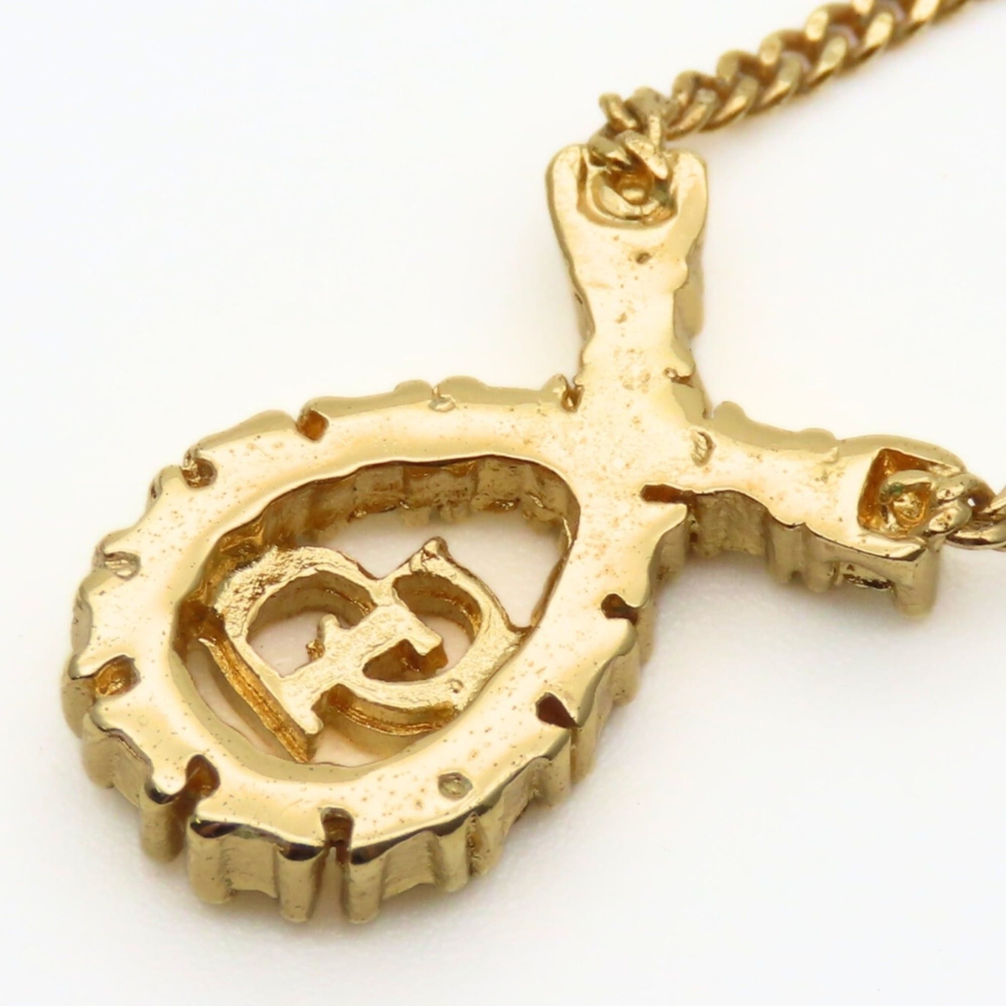 Dior Christian Dior CD logo metal necklace with rhinestones and gold-plated GP. Women's. Size ONE SIZE - 5 Thumbnail
