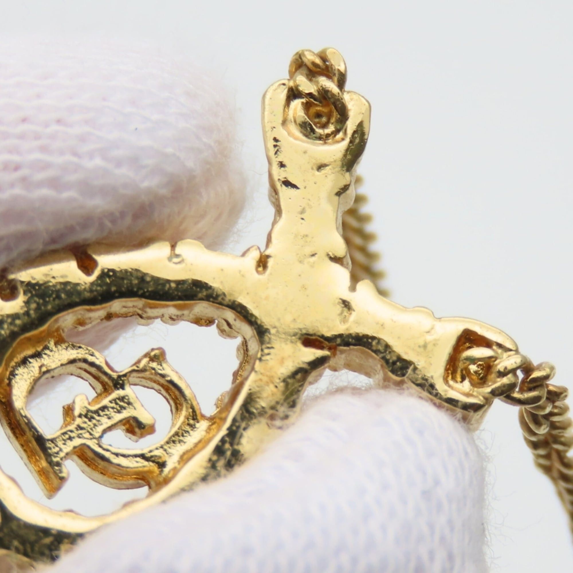 Dior Christian Dior CD logo metal necklace with rhinestones and gold-plated GP. Women's. Size ONE SIZE - 6 Thumbnail