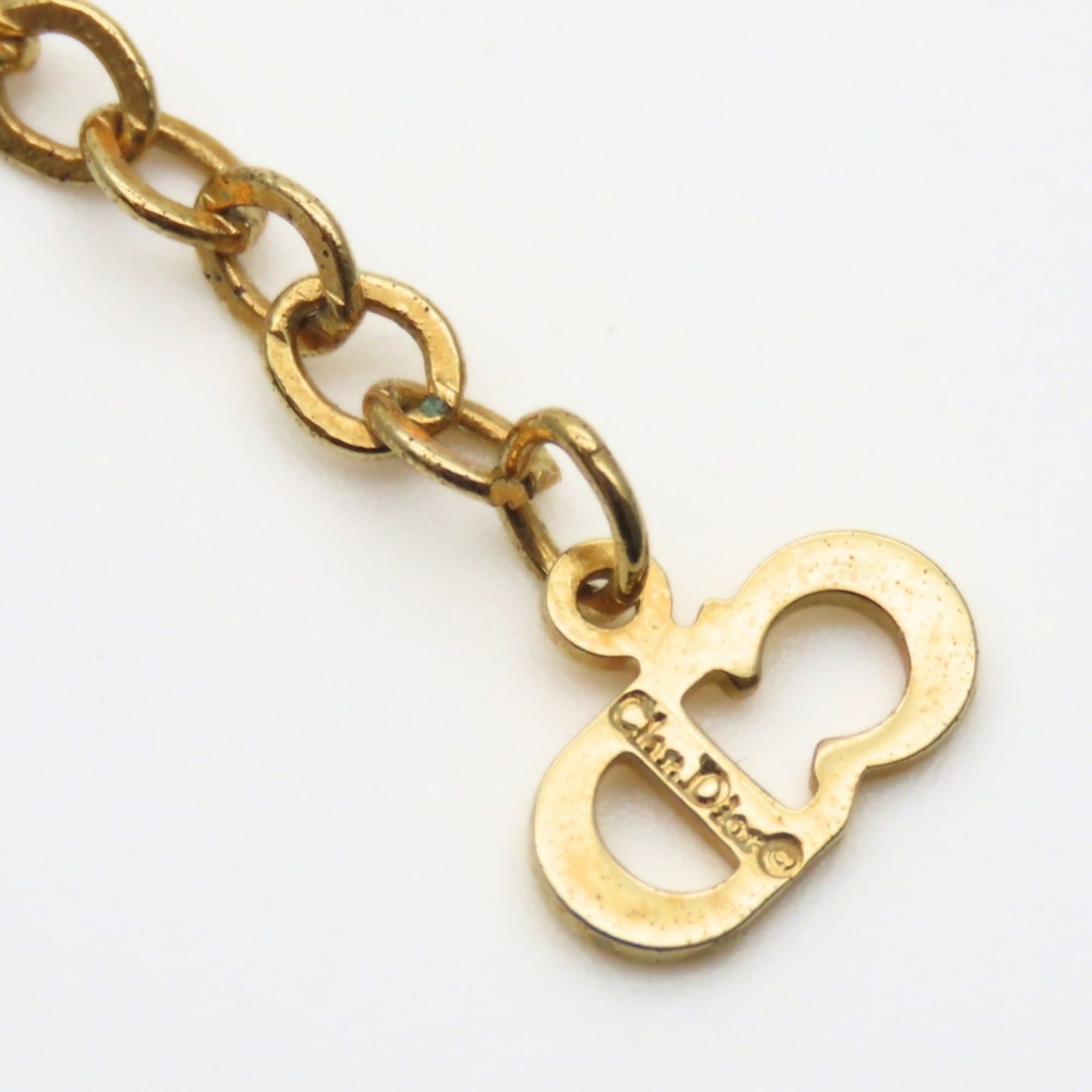 Dior Christian Dior CD logo metal necklace with rhinestones and gold-plated GP. Women's. Size ONE SIZE - 10 Thumbnail