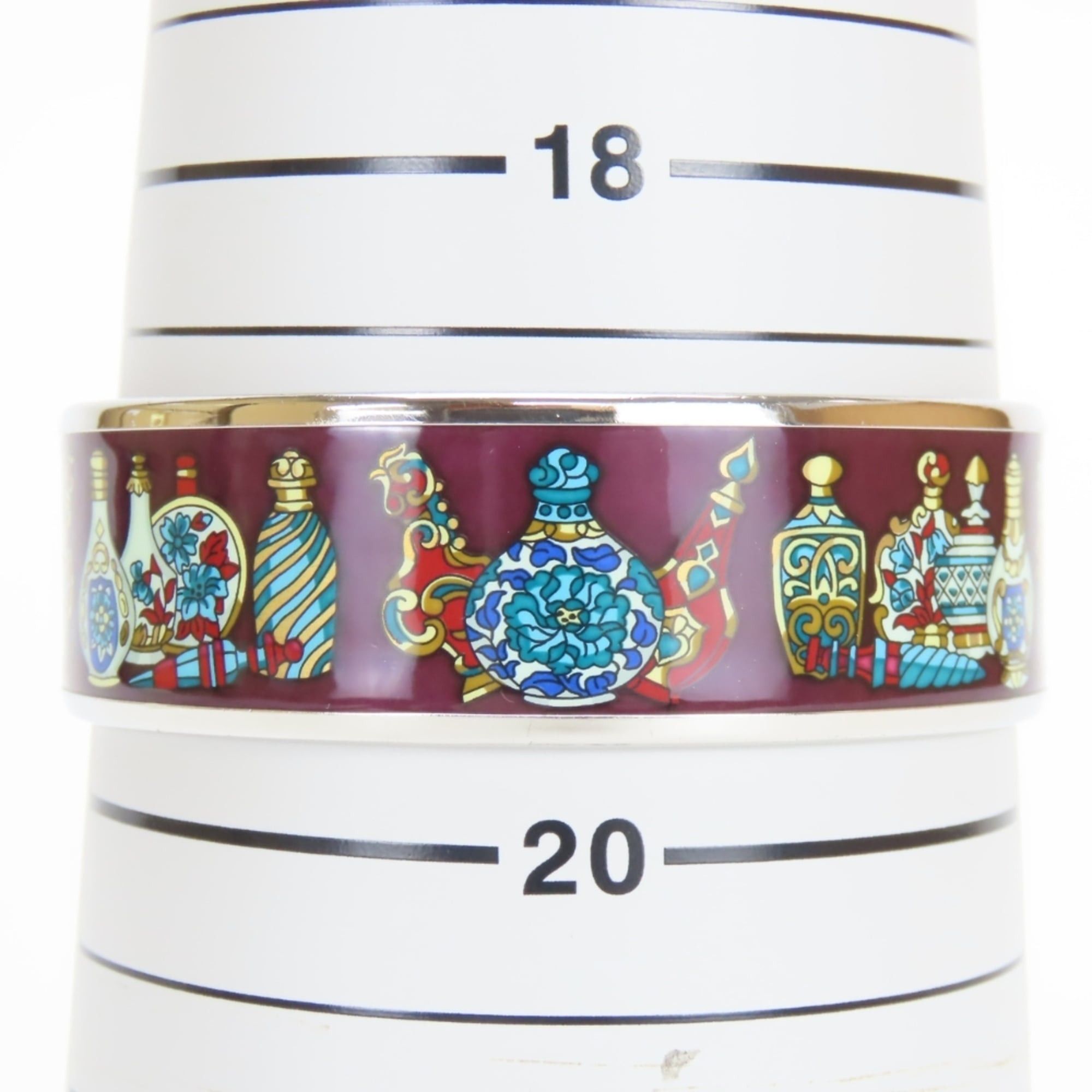 Hermes Hermes GM enamel bangle, perfume bottle, metal, enamel, wine red, multicolor, silver, women's. Size ONE SIZE - 9 Thumbnail