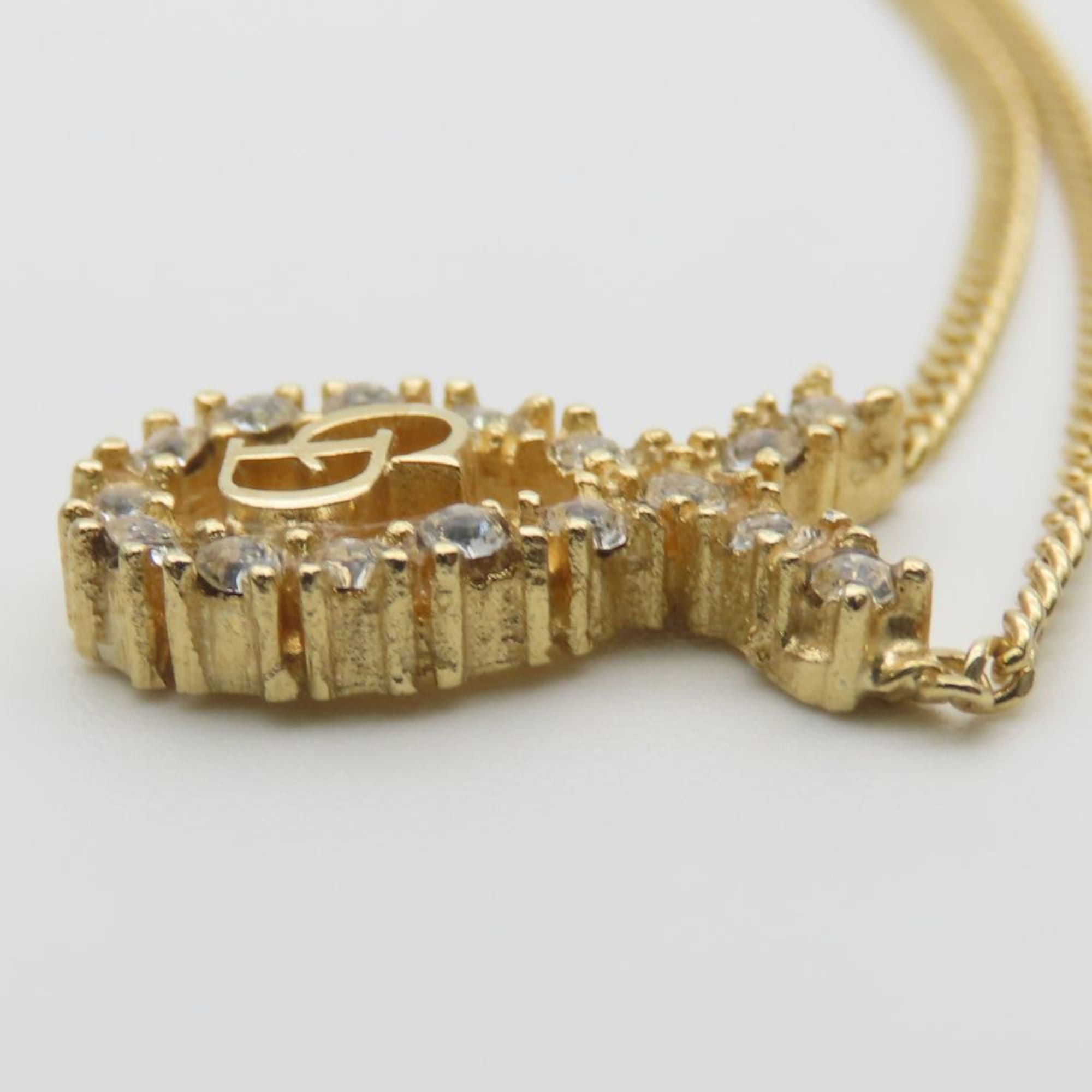 Dior Christian Dior CD logo metal necklace with rhinestones and gold-plated GP. Women's. Size ONE SIZE - 4 Thumbnail