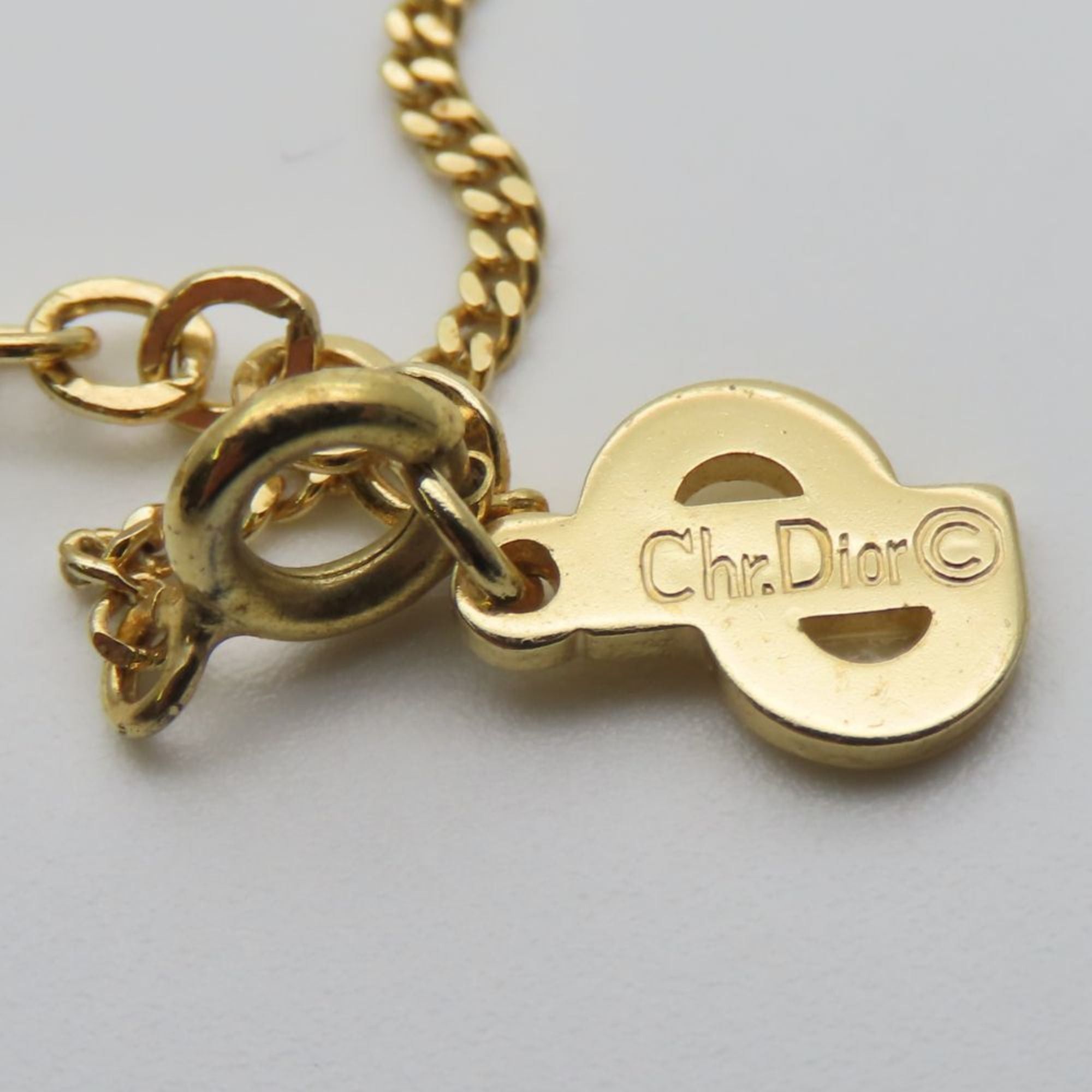 Dior Christian Dior CD logo metal necklace with rhinestones and gold-plated GP. Women's. Size ONE SIZE - 9 Thumbnail