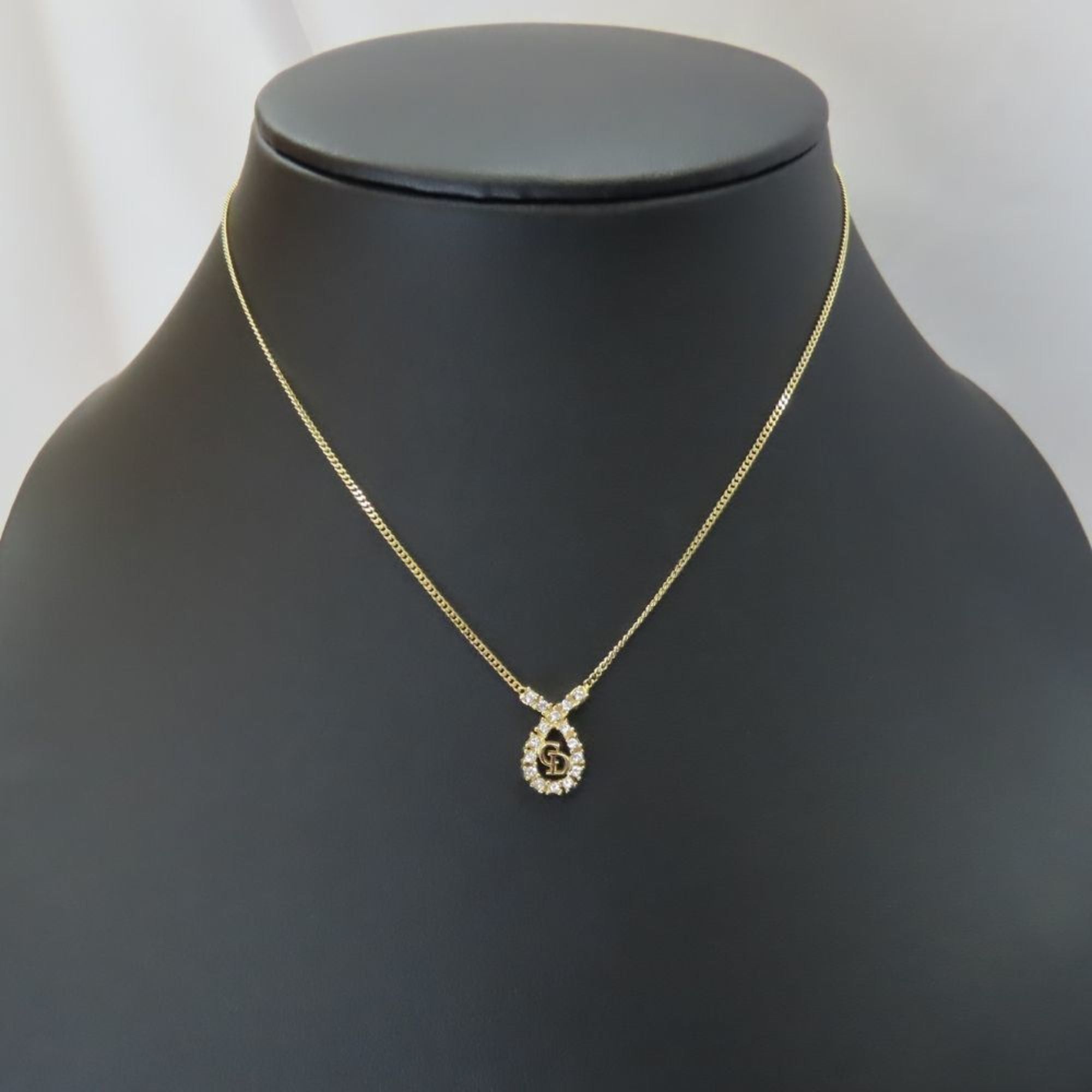 Dior Christian Dior CD logo metal necklace with rhinestones and gold-plated GP. Women's. Size ONE SIZE - 10 Thumbnail