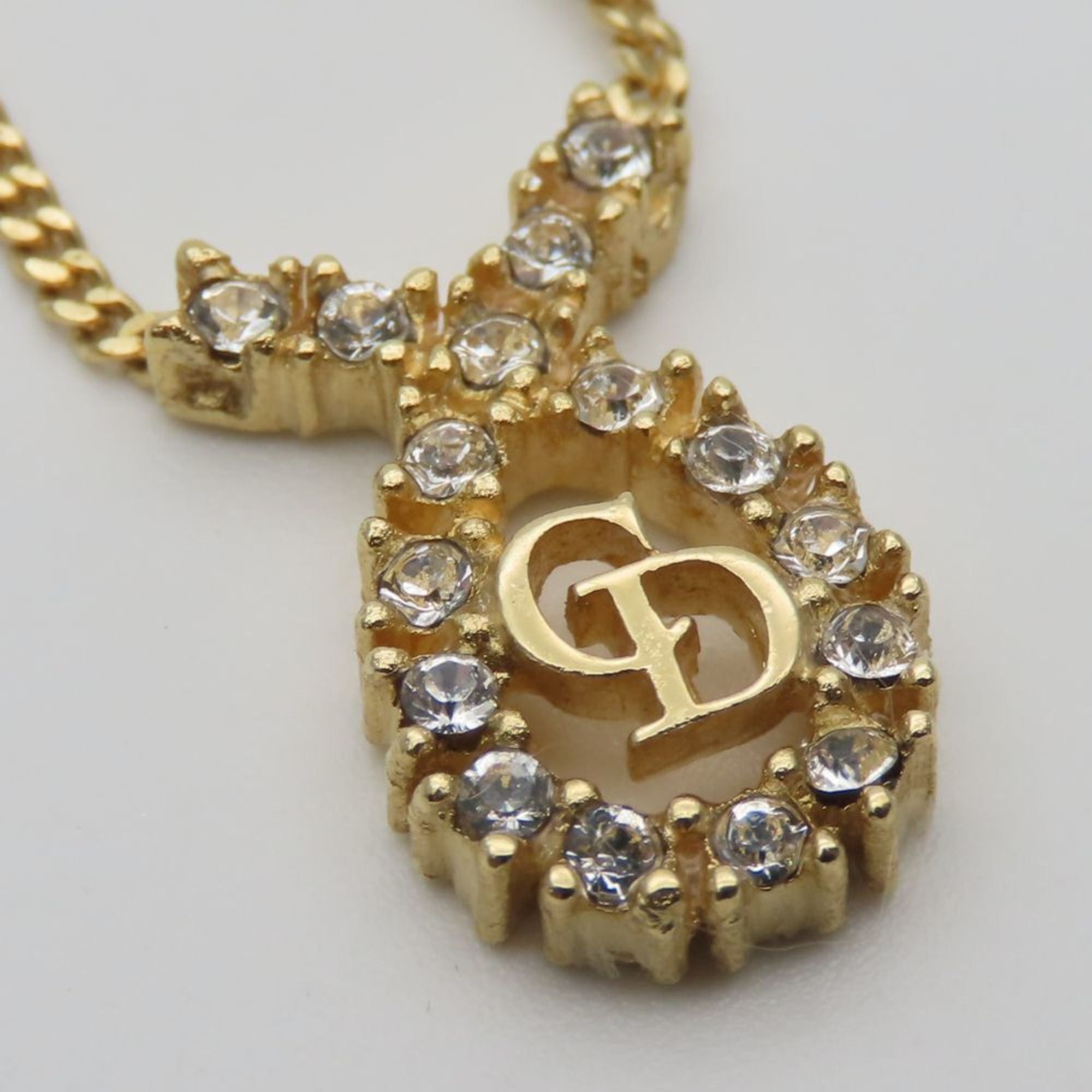 Dior Christian Dior CD logo metal necklace with rhinestones and gold-plated GP. Women's. Size ONE SIZE - 3 Thumbnail