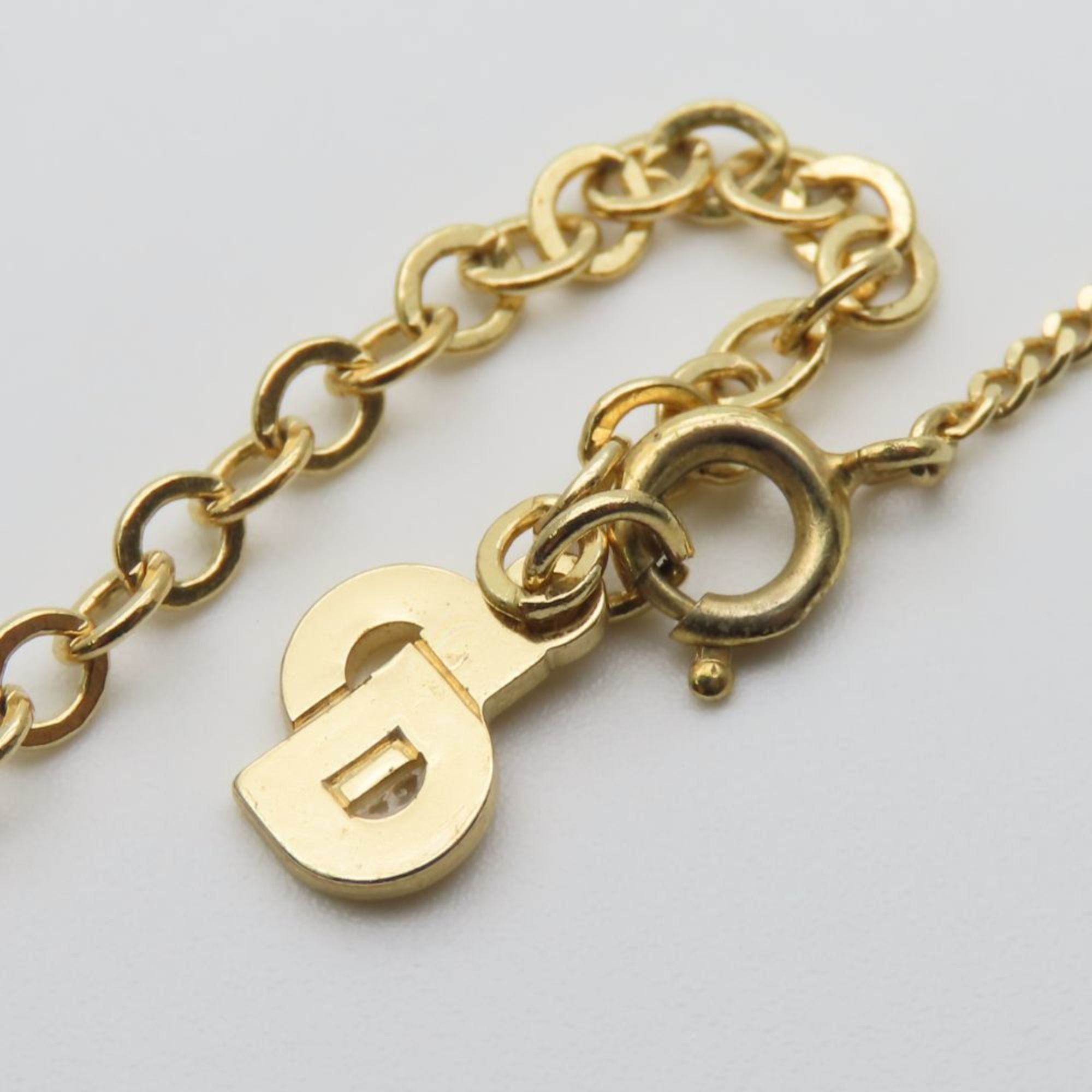 Dior Christian Dior CD logo metal necklace with rhinestones and gold-plated GP. Women's. Size ONE SIZE - 8 Thumbnail