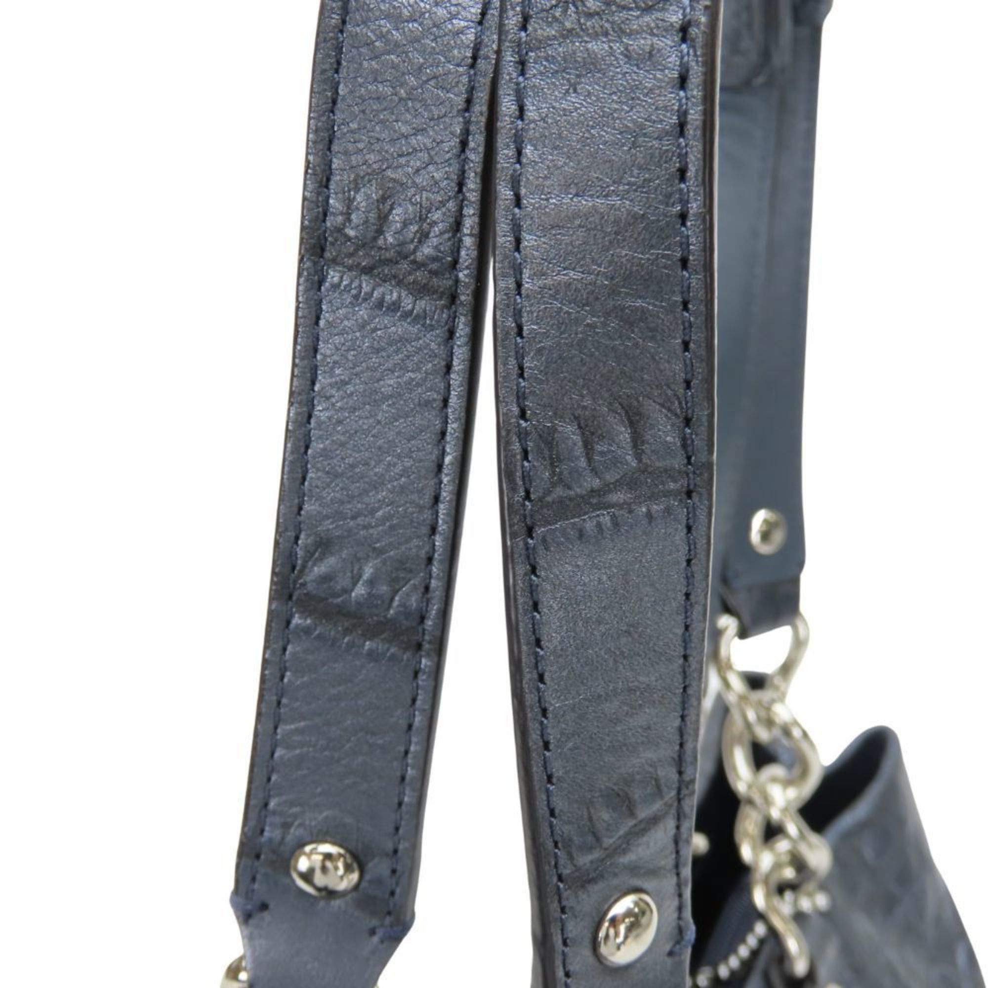 Coach Coach Tote Bag F17661, Navy Gray Leather with Metallic Silver Hardware and Crocodile Embossed Shoulder Bag, Women's, COACH Size ONE SIZE - 11 Thumbnail