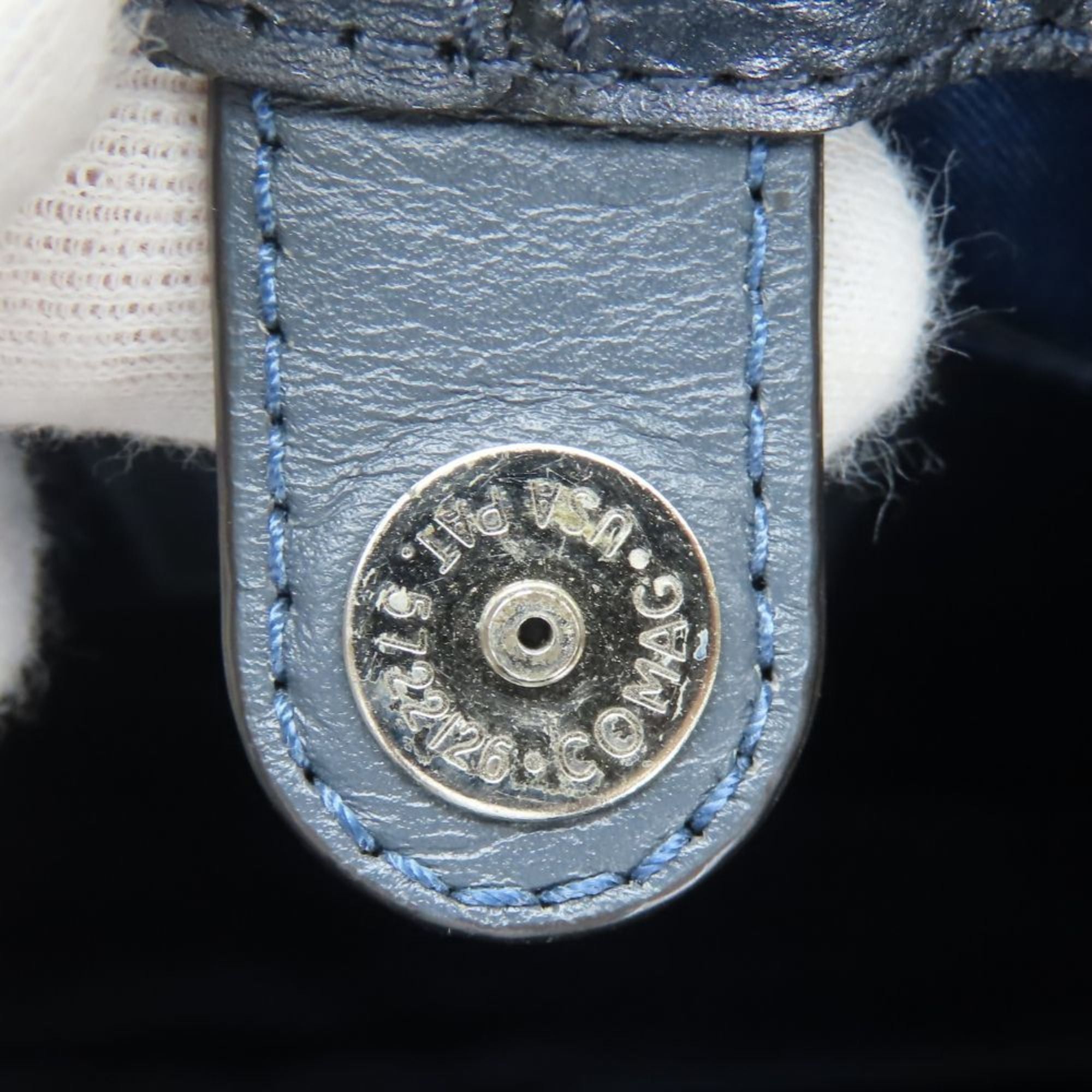 Coach Coach Tote Bag F17661, Navy Gray Leather with Metallic Silver Hardware and Crocodile Embossed Shoulder Bag, Women's, COACH Size ONE SIZE - 18 Thumbnail