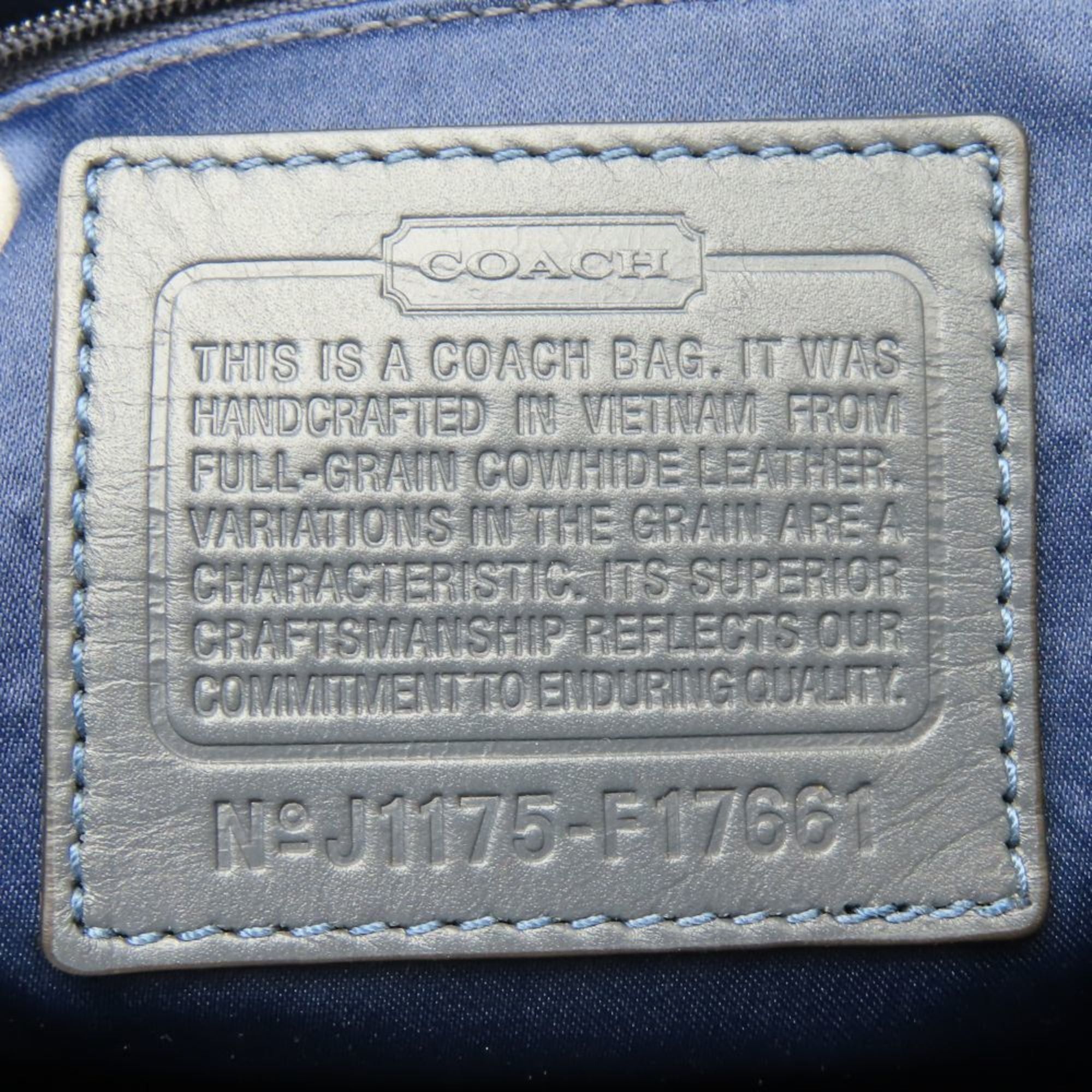 Coach Coach Tote Bag F17661, Navy Gray Leather with Metallic Silver Hardware and Crocodile Embossed Shoulder Bag, Women's, COACH Size ONE SIZE - 23 Thumbnail