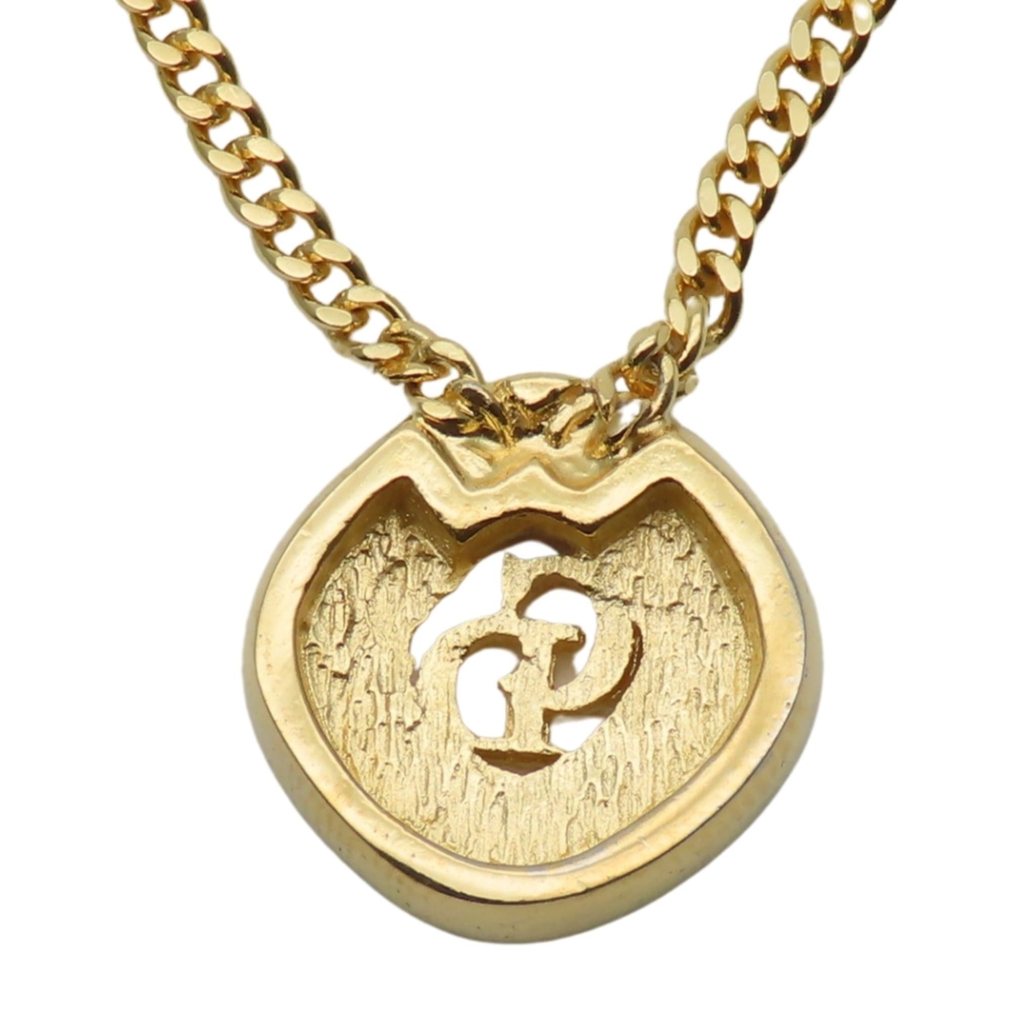 Dior Christian Dior CD logo metal necklace with rhinestones and gold-plated GP. Women's. Size ONE SIZE - 3 Thumbnail