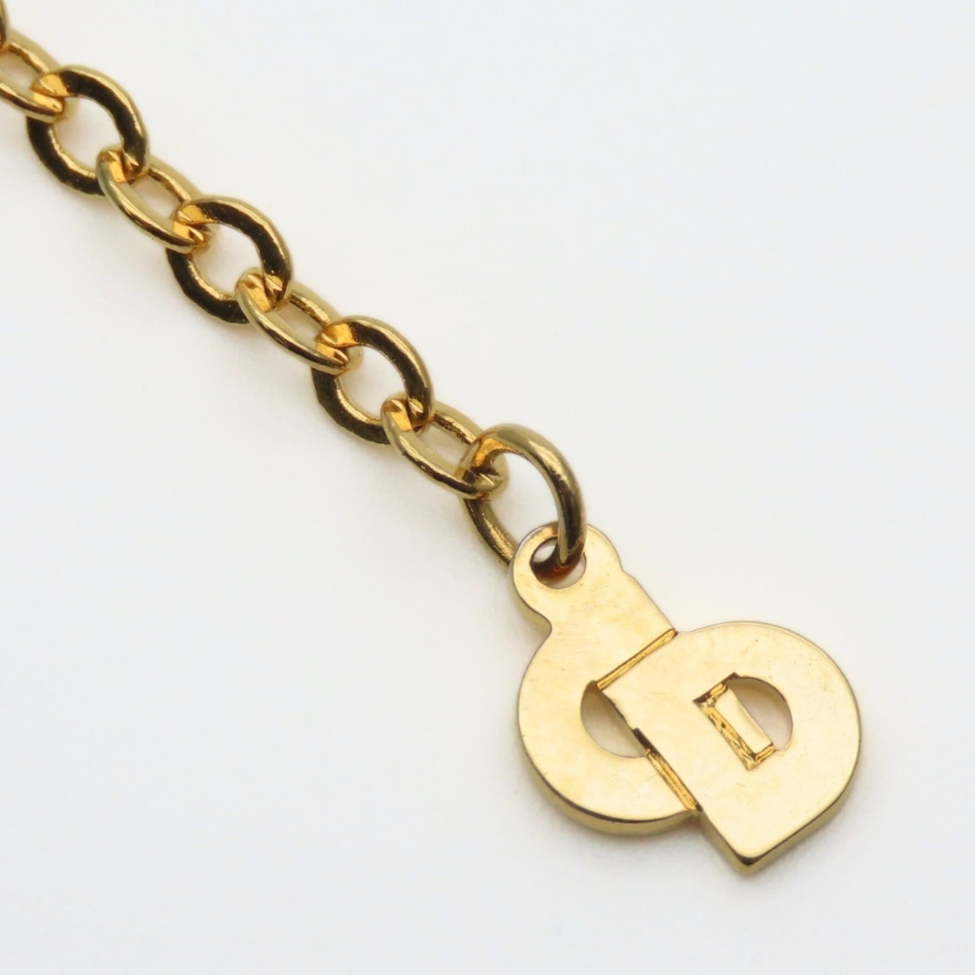 Dior Christian Dior CD logo metal necklace with rhinestones and gold-plated GP. Women's. Size ONE SIZE - 8 Thumbnail
