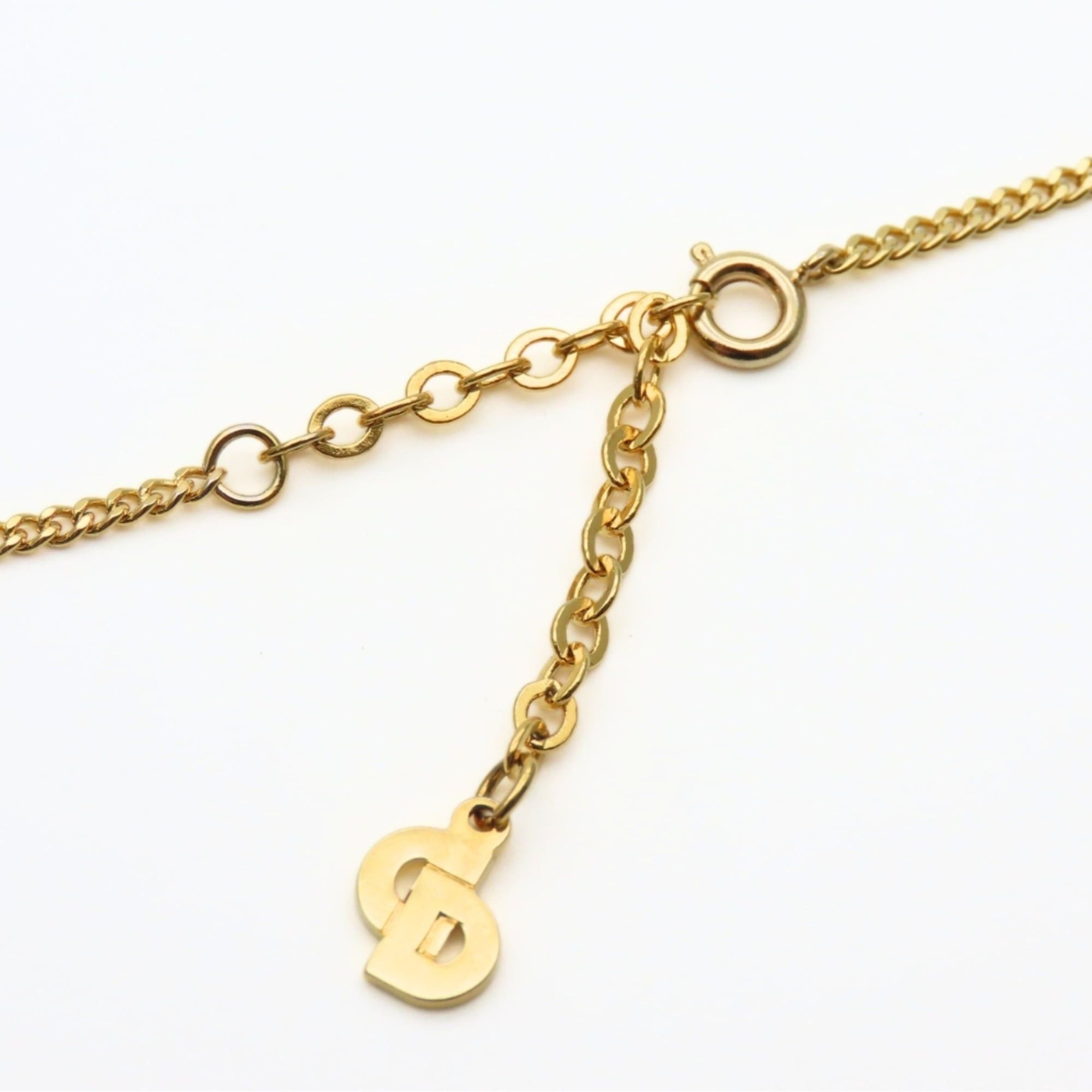 Dior Christian Dior CD logo metal necklace with rhinestones and gold-plated GP. Women's. Size ONE SIZE - 12 Thumbnail