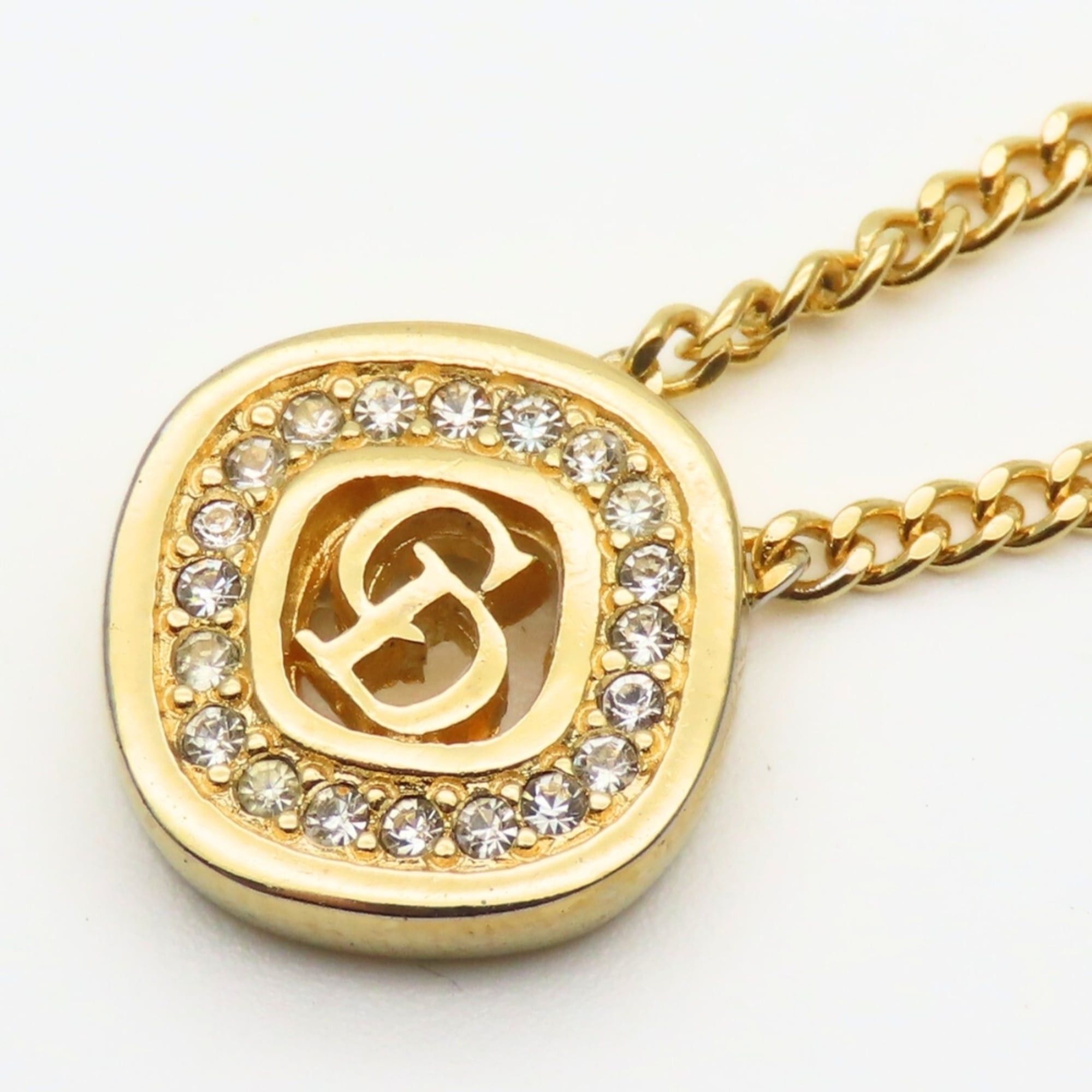 Dior Christian Dior CD logo metal necklace with rhinestones and gold-plated GP. Women's. Size ONE SIZE - 4 Thumbnail