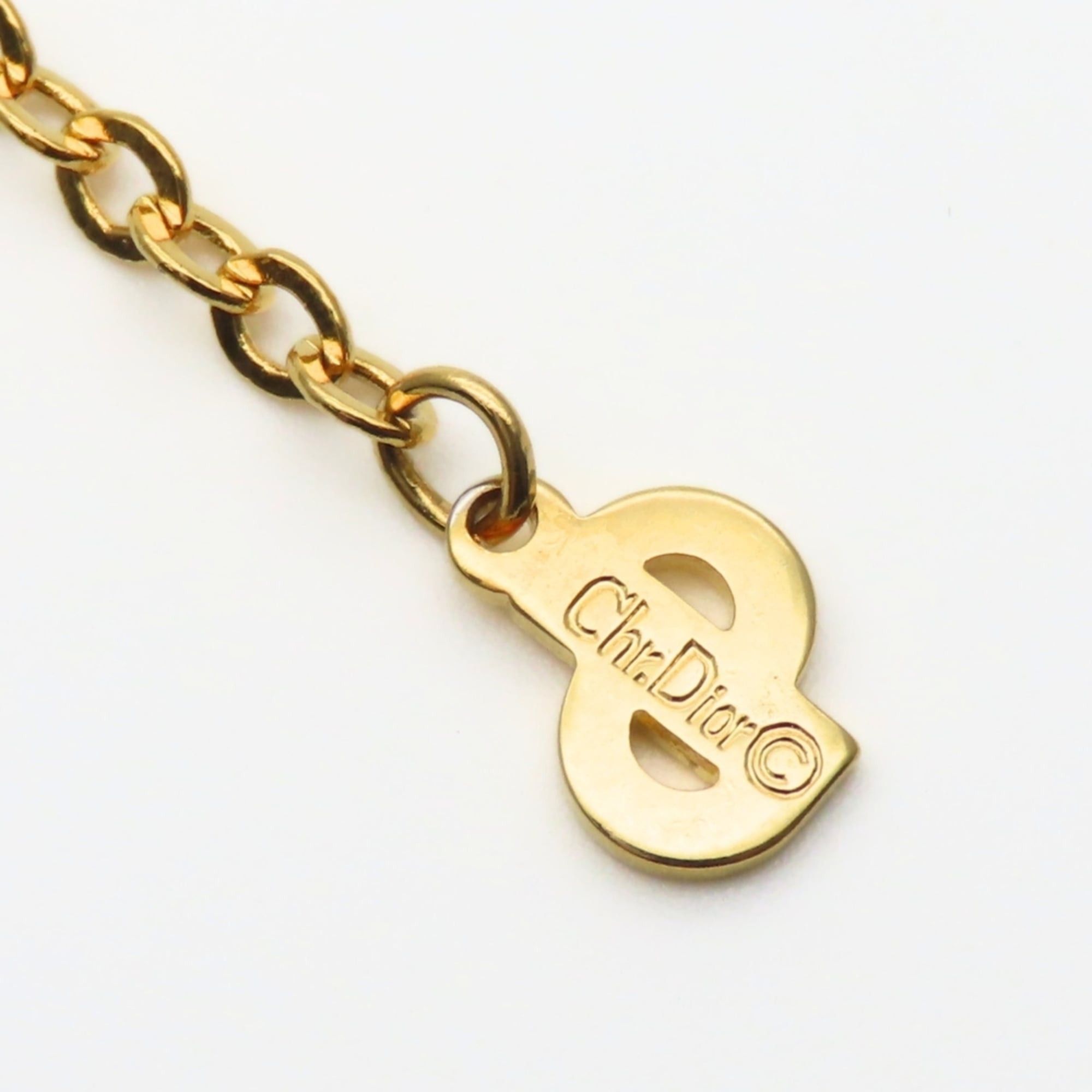 Dior Christian Dior CD logo metal necklace with rhinestones and gold-plated GP. Women's. Size ONE SIZE - 10 Thumbnail