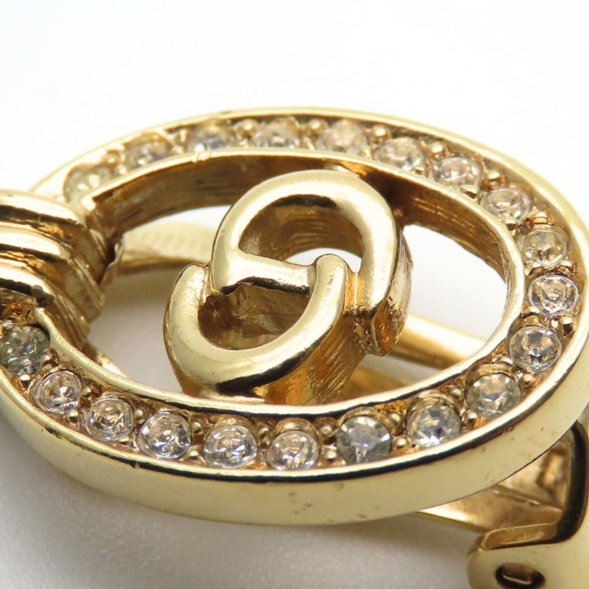 Dior Christian Dior CD logo metal earrings with rhinestones and gold plating for women. Size ONE SIZE - 8 Thumbnail