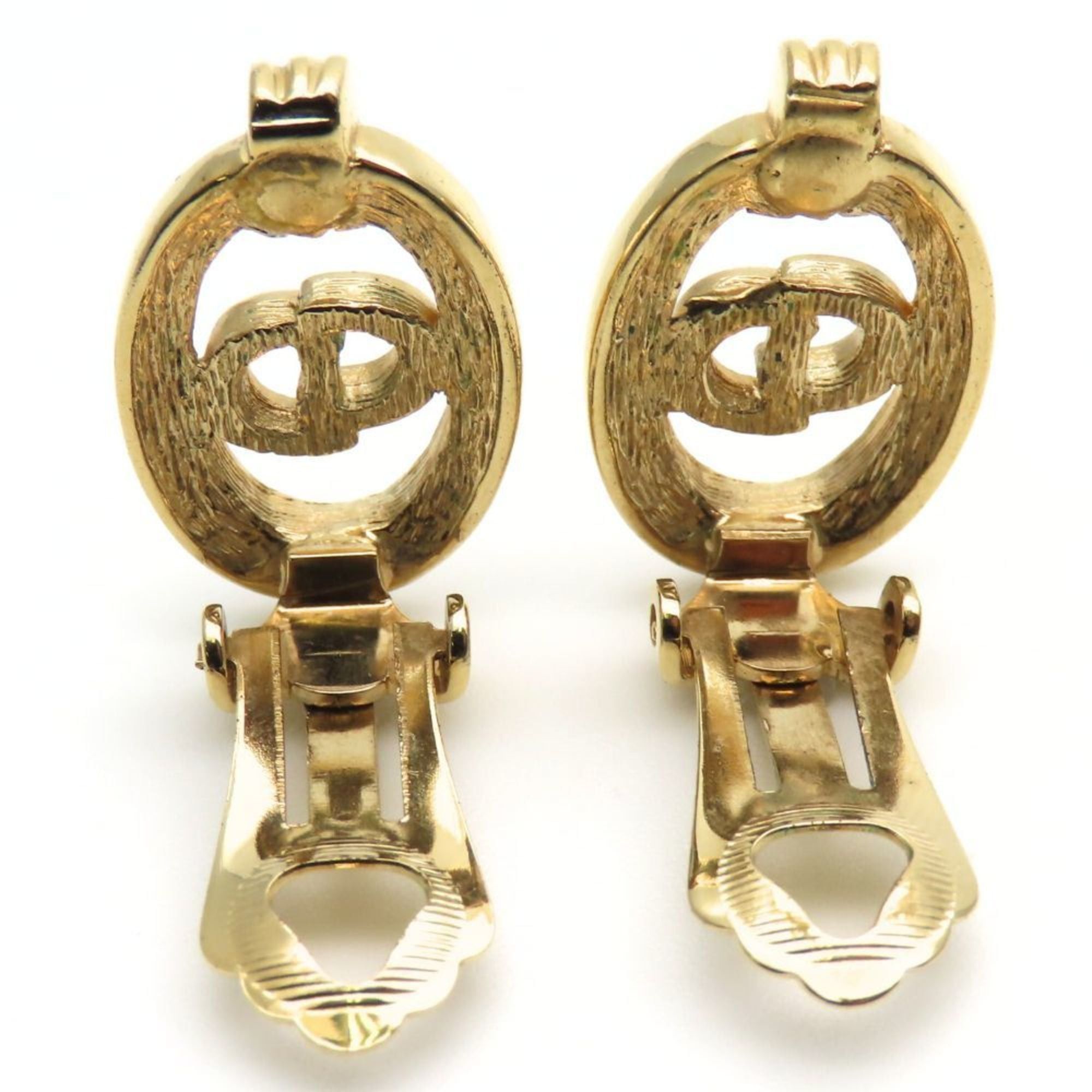 Dior Christian Dior CD logo metal earrings with rhinestones and gold plating for women. Size ONE SIZE - 4 Thumbnail