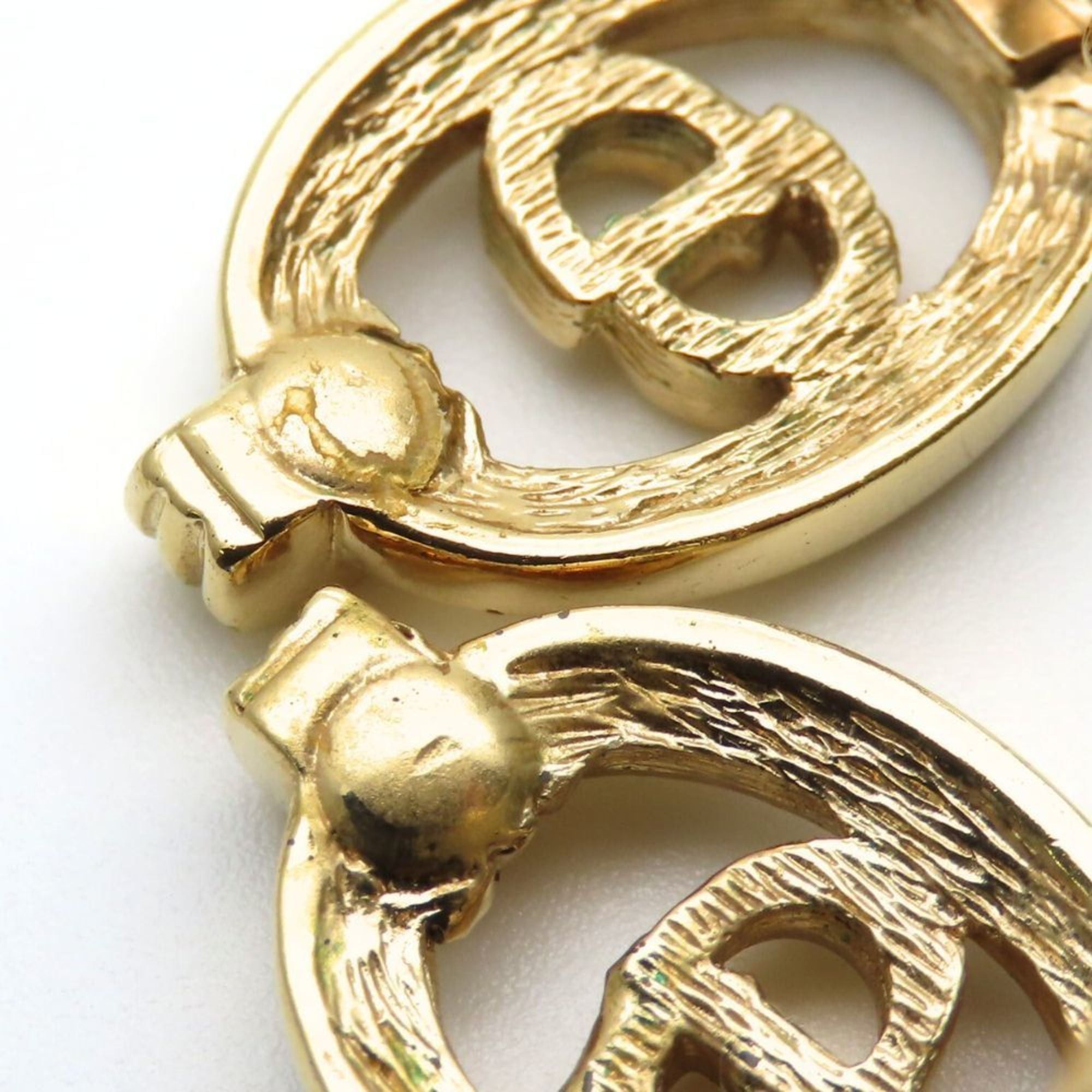 Dior Christian Dior CD logo metal earrings with rhinestones and gold plating for women. Size ONE SIZE - 6 Thumbnail
