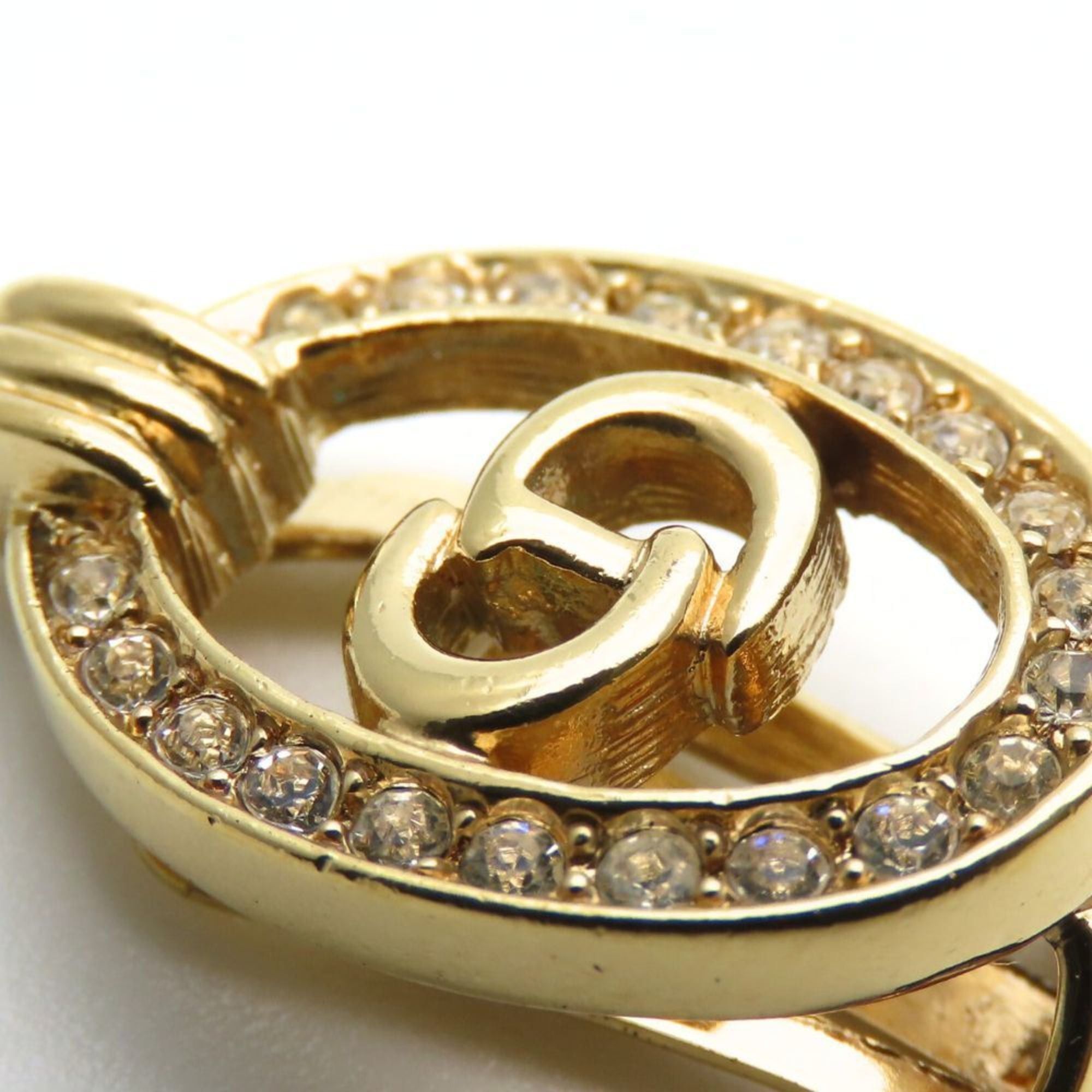 Dior Christian Dior CD logo metal earrings with rhinestones and gold plating for women. Size ONE SIZE - 7 Thumbnail