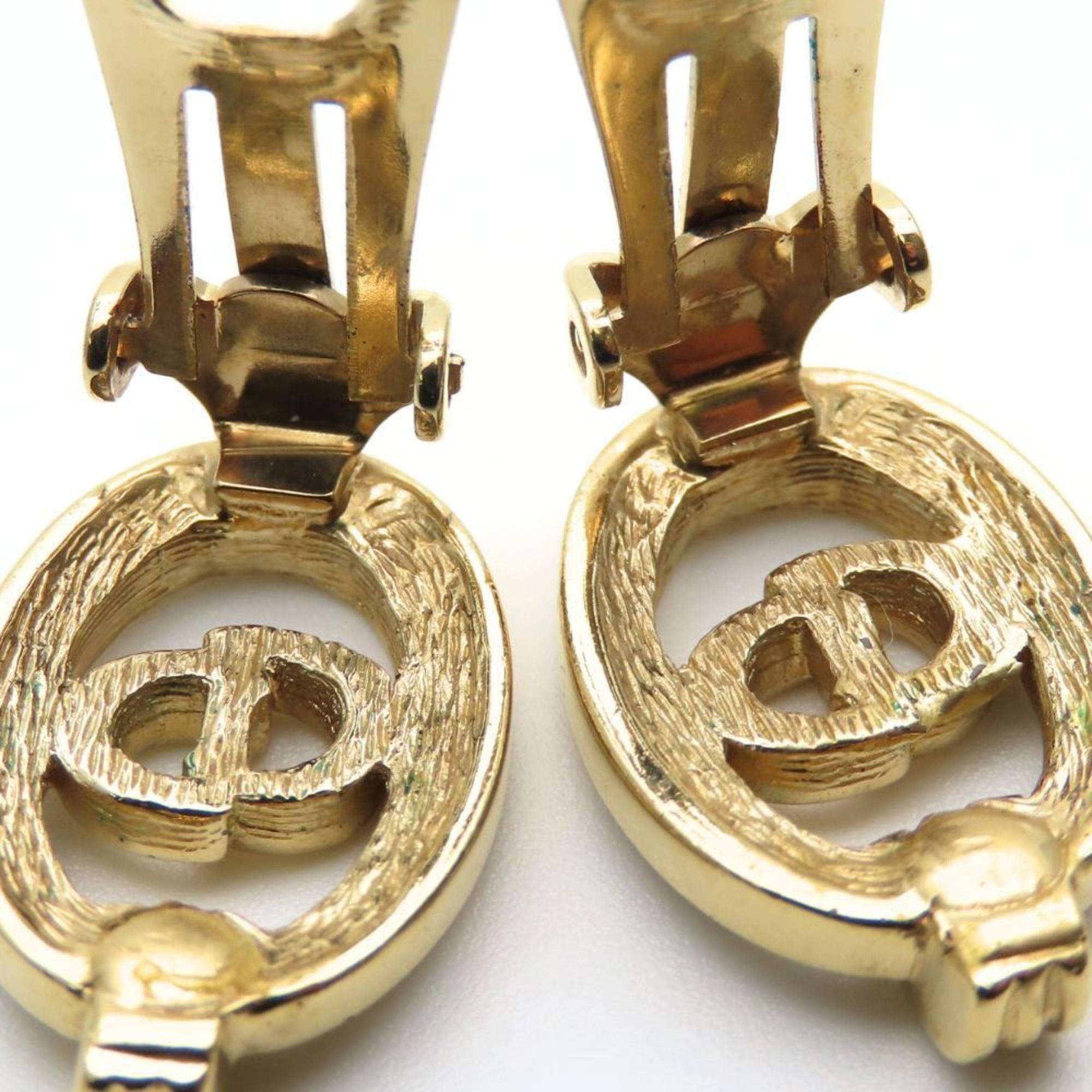 Dior Christian Dior CD logo metal earrings with rhinestones and gold plating for women. Size ONE SIZE - 5 Thumbnail