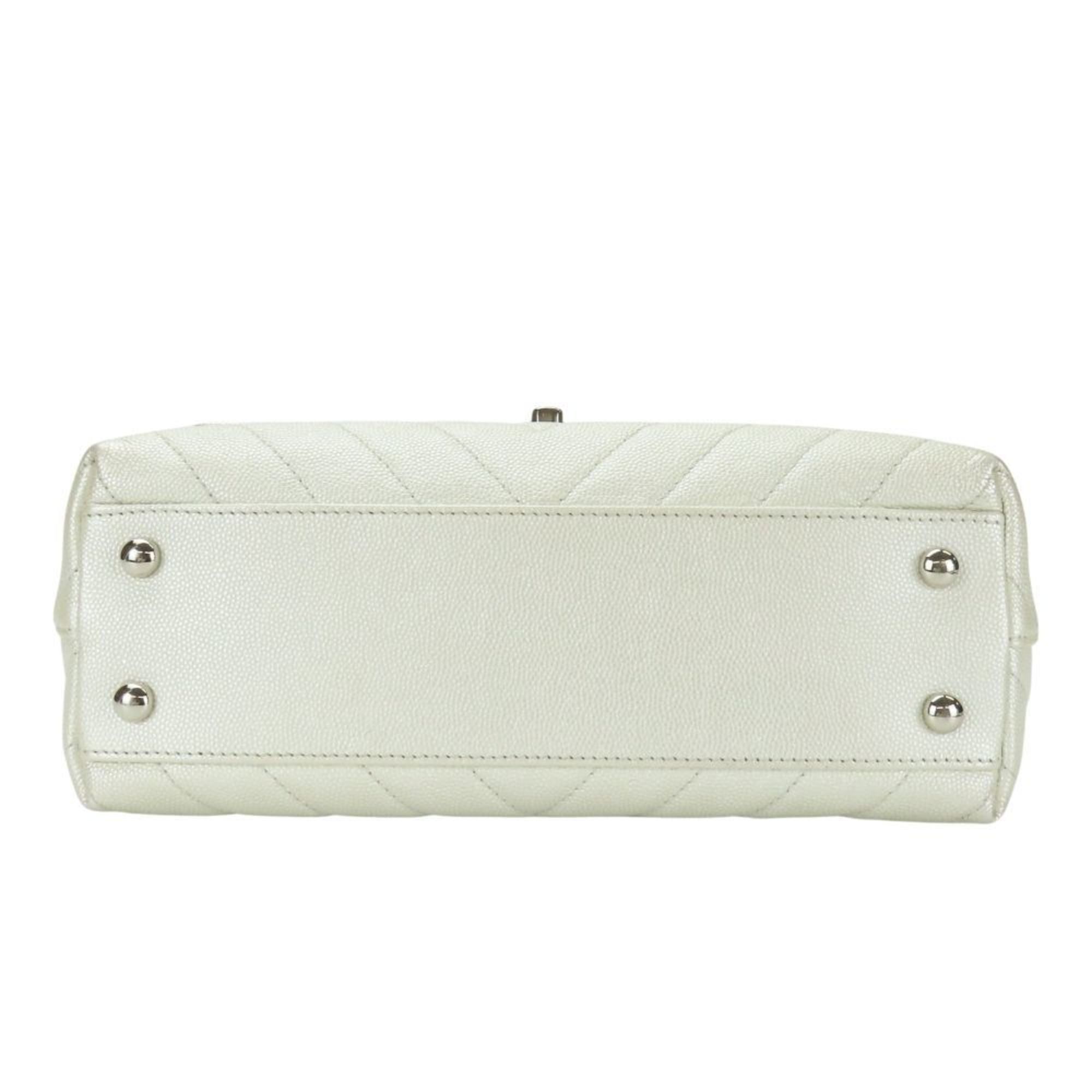 Chanel Chanel Coco Handle XS Handbag with Mark, Caviar Leather, Pearl White, Silver Hardware, V-Stitch, Size 28, Women's, CHANEL Size ONE SIZE - 5 Thumbnail