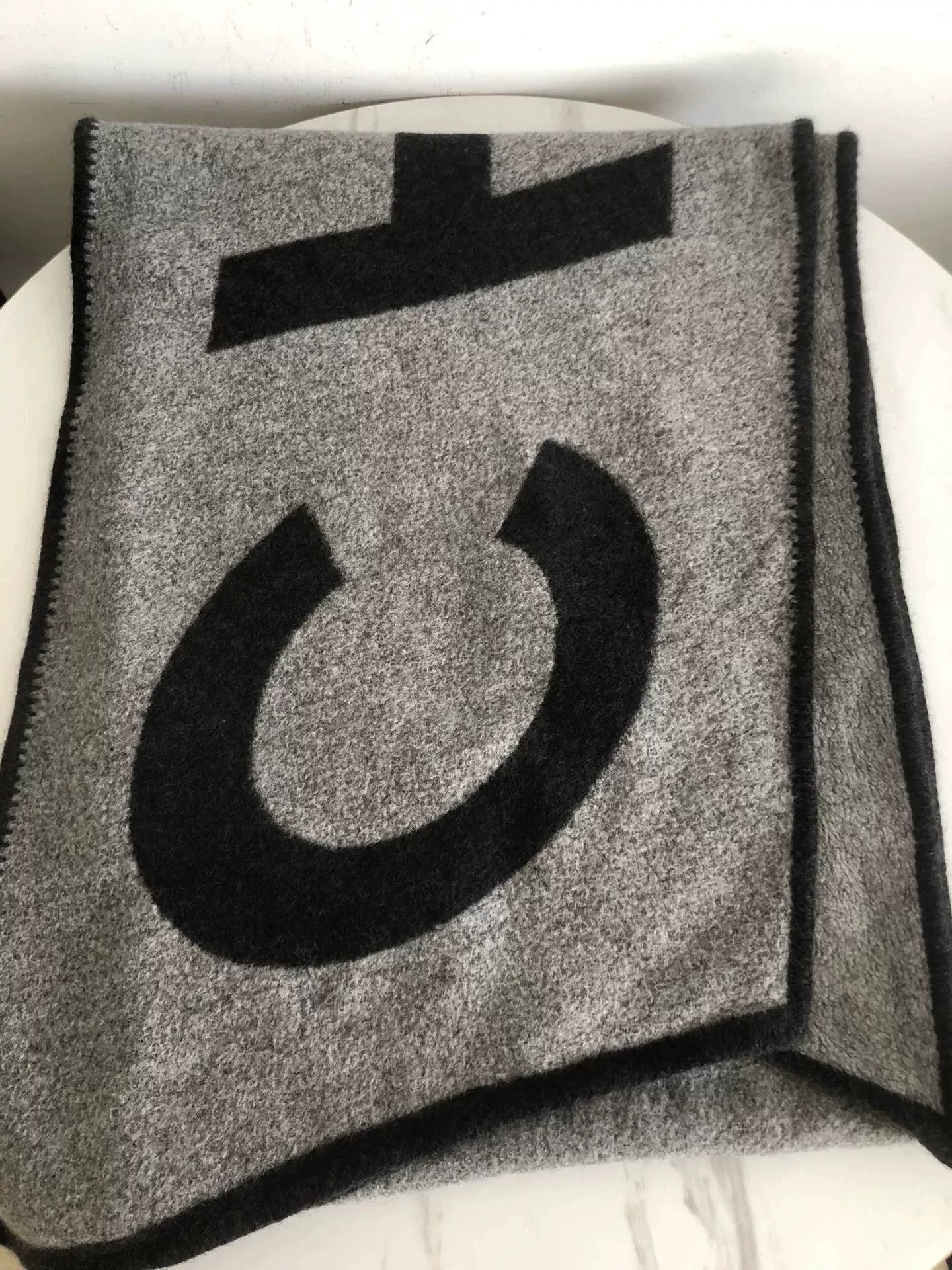 Chanel Chanel Gray Black Logo Scarf Size ONE SIZE - 4 Thumbnail
