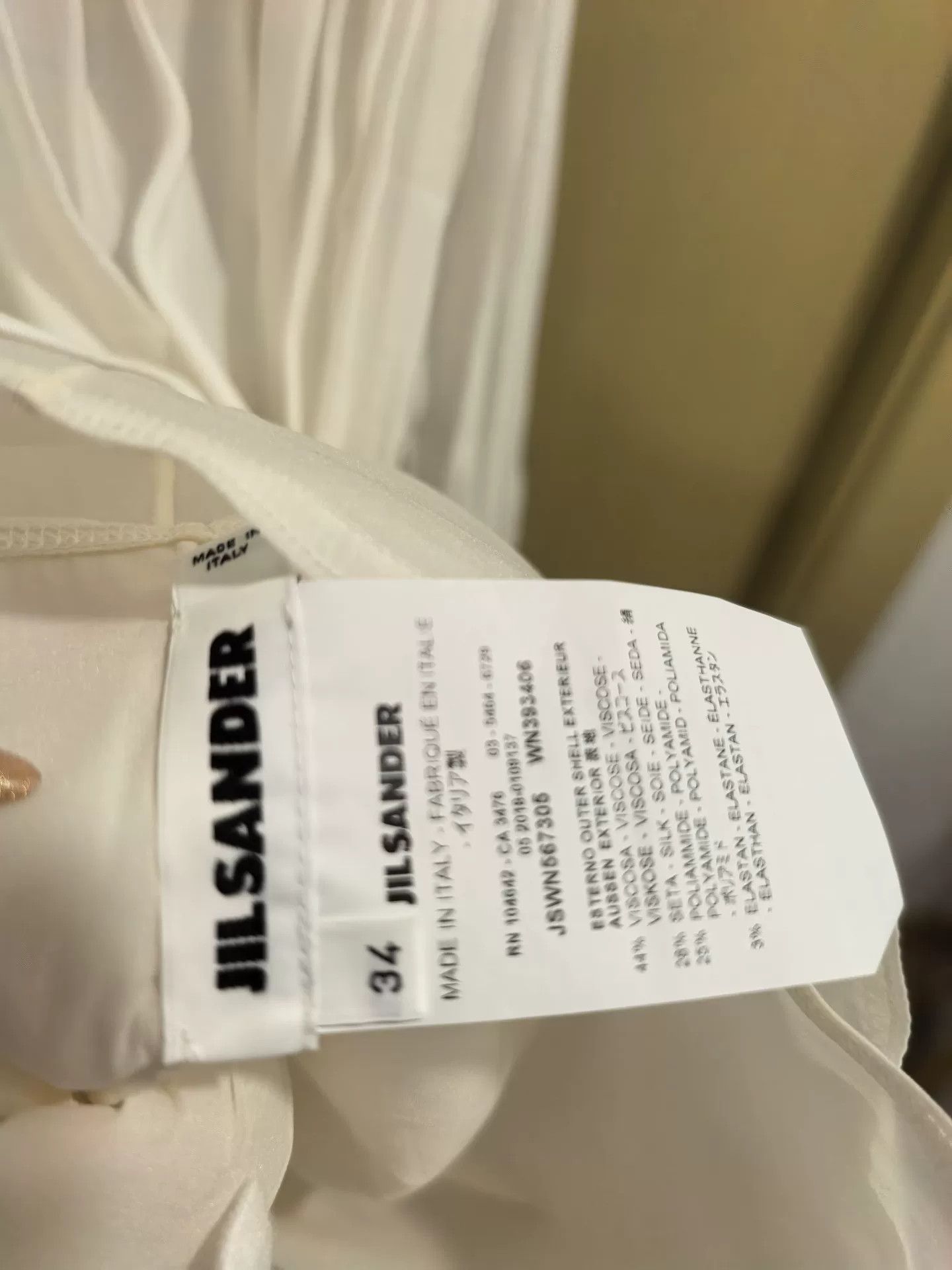 Jil Sander JIL SANDER White Silk Dress for Sale Size M / US 6-8 / IT 42-44 - 3 Thumbnail