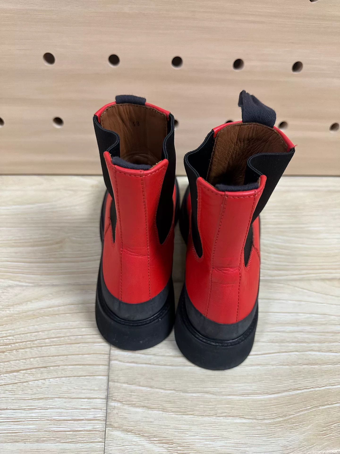 Celine Red and Black Chelsea Boots for Women Size US 7 / IT 37 - 2 Thumbnail