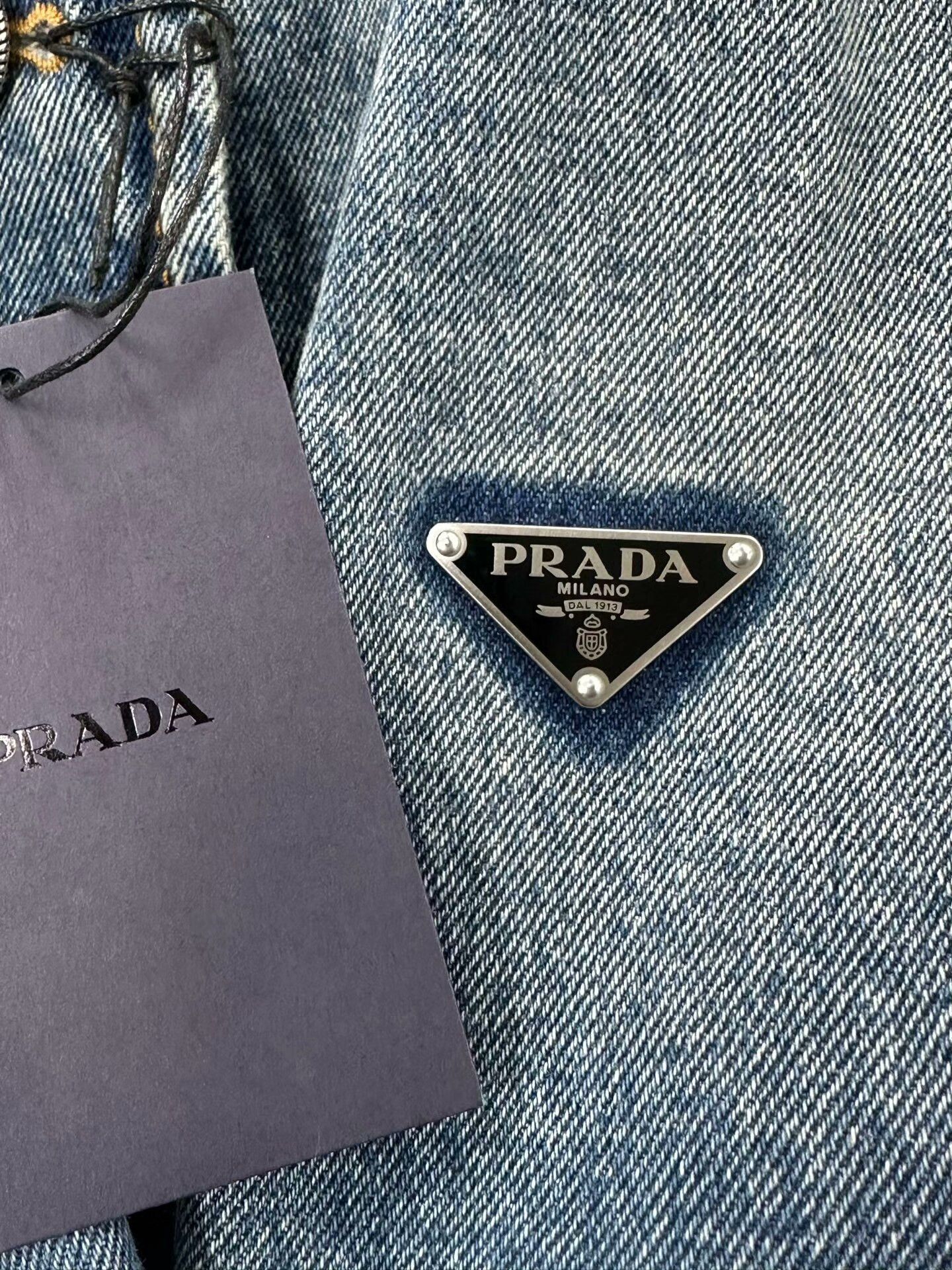 Prada Prada Classic Blue Denim Jacket Size S / US 4 / IT 40 - 3 Thumbnail